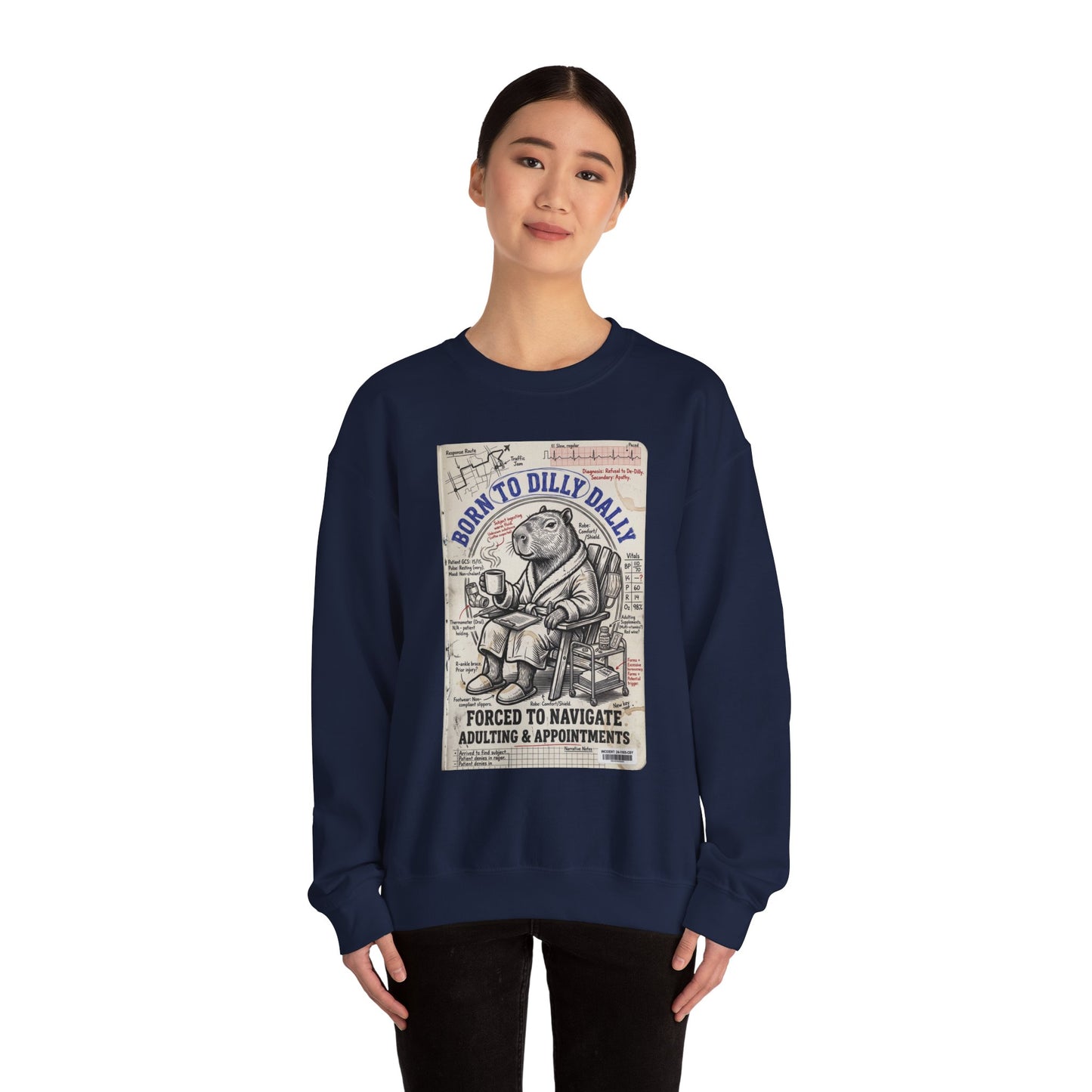 Born to Dilly Dally Sweatshirt | procrastination humor, retro cartoon