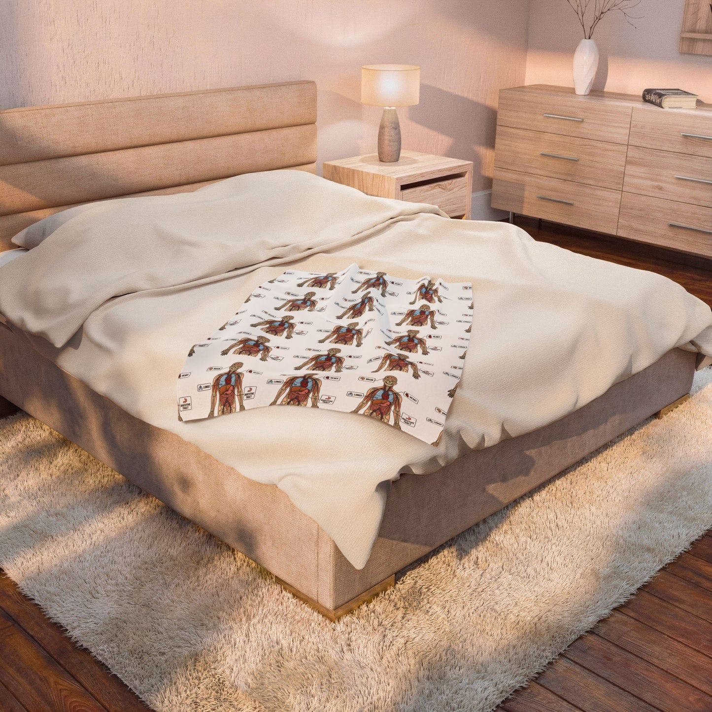 Anatomy Study Velveteen Plush Blanket — Human Anatomy Diagram for Medical Students