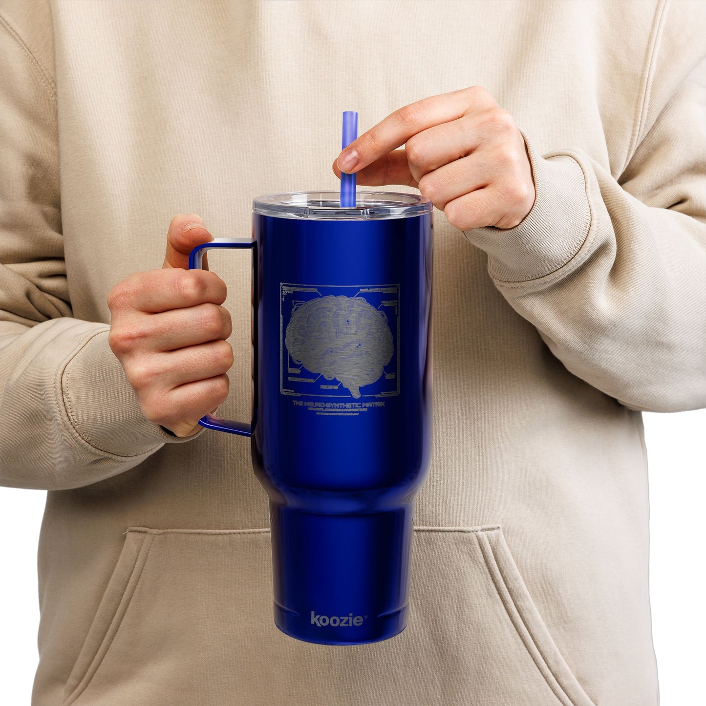 40oz Insulated Tumbler — Neon Circuit Brain Engraved (Sci‑Fi, Science Enthusiast)
