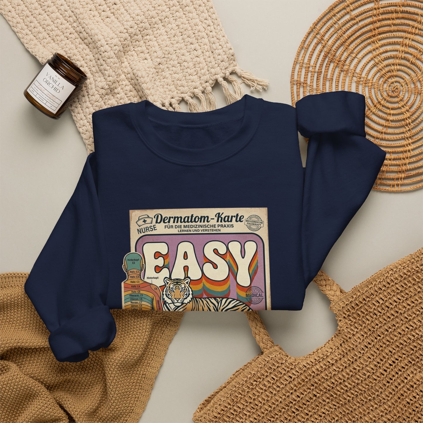 Easy Tiger retro tiger graphic Crewneck, vintage vacation vibe