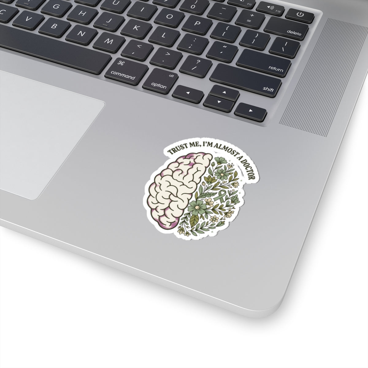 Brain & Floral Ribbon Sticker | Mental Health Awareness, Green Ribbon