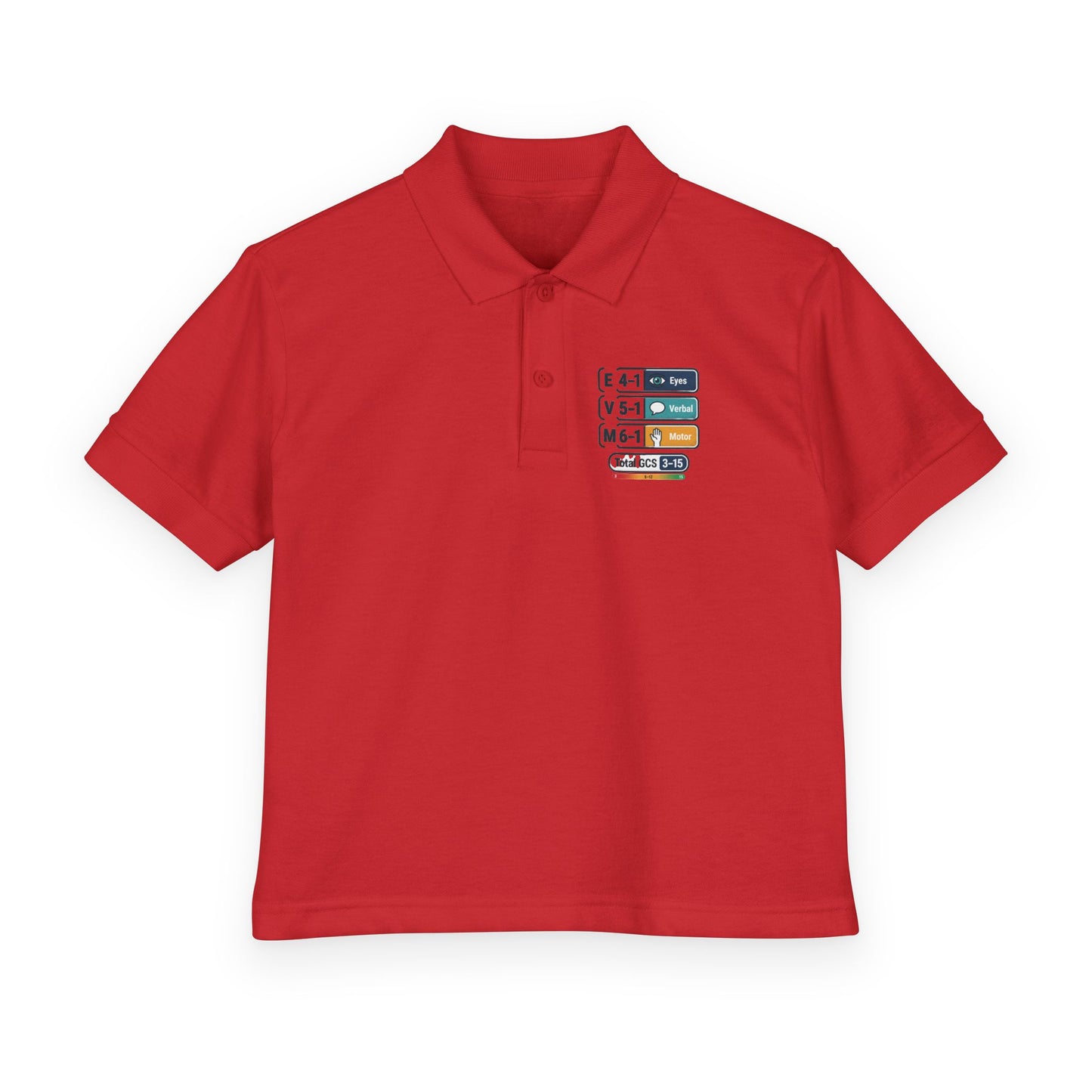 Kids Polo Shirt with Colorful Camping Icons — Outdoor Adventure Badge Design