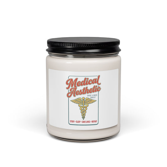 Medical Aesthetic Caduceus Candle, Vintage Diner Typography | Retro Medical Graphic
