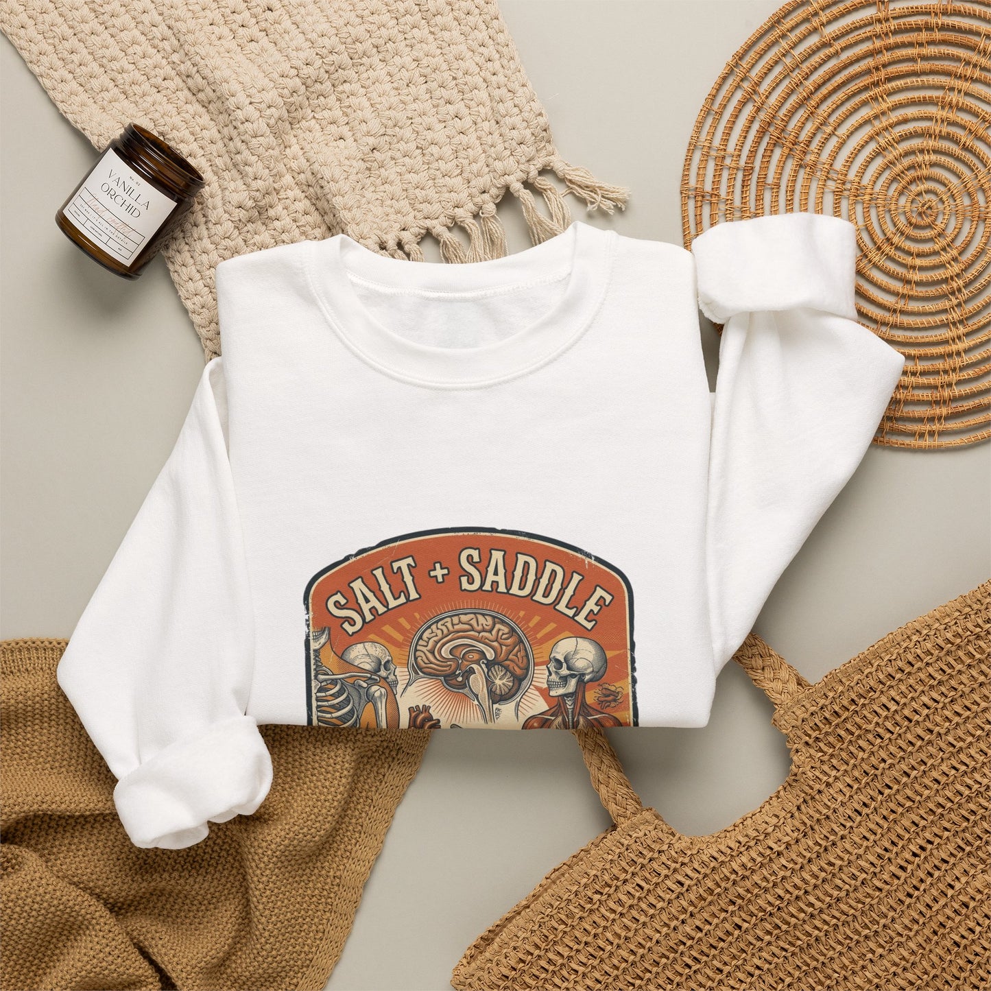 Salt & Saddle Retro Western Crewneck Sweatshirt | Coastal Cowgirl Country Aesthetic