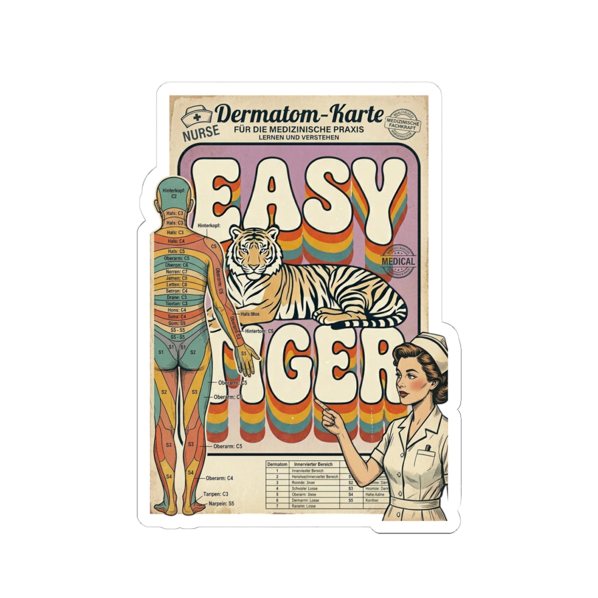 Easy Tiger Retro Tiger Graphic Sticker | Vintage Vacation Vibe