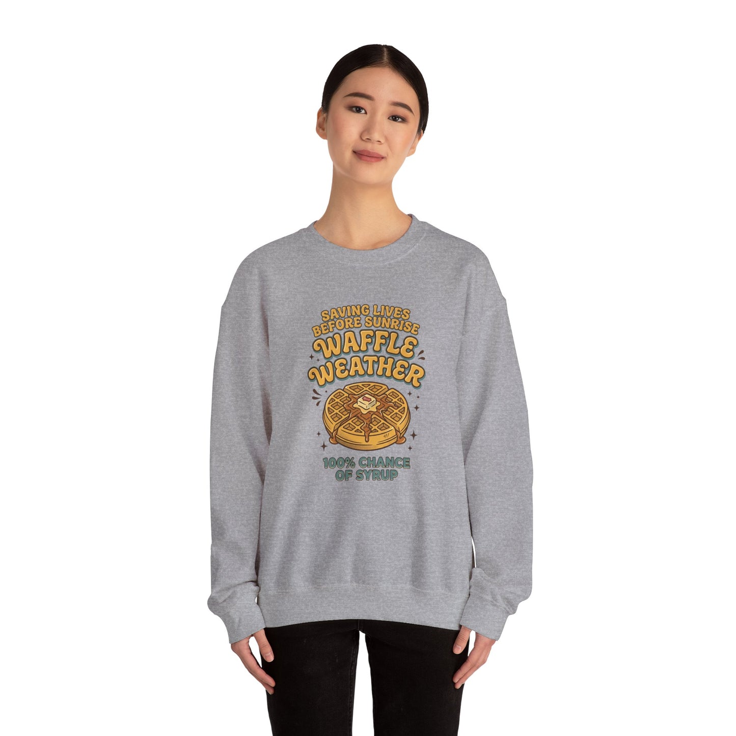 Waffle Weather Crewneck | Vintage Food Graphics, Retro Diner Breakfast