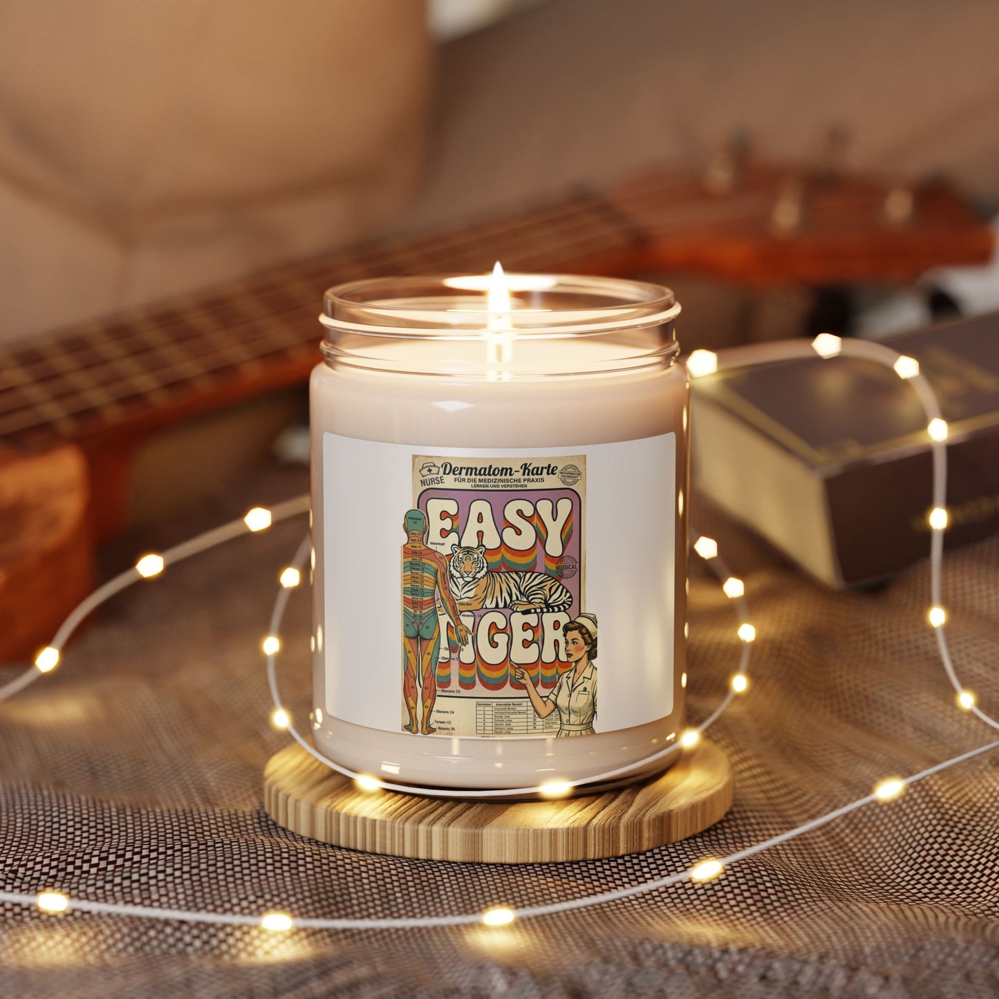 Easy Tiger Retro Tiger Graphic Candle, Soy Jar Candle | Summer Vacation Vibe