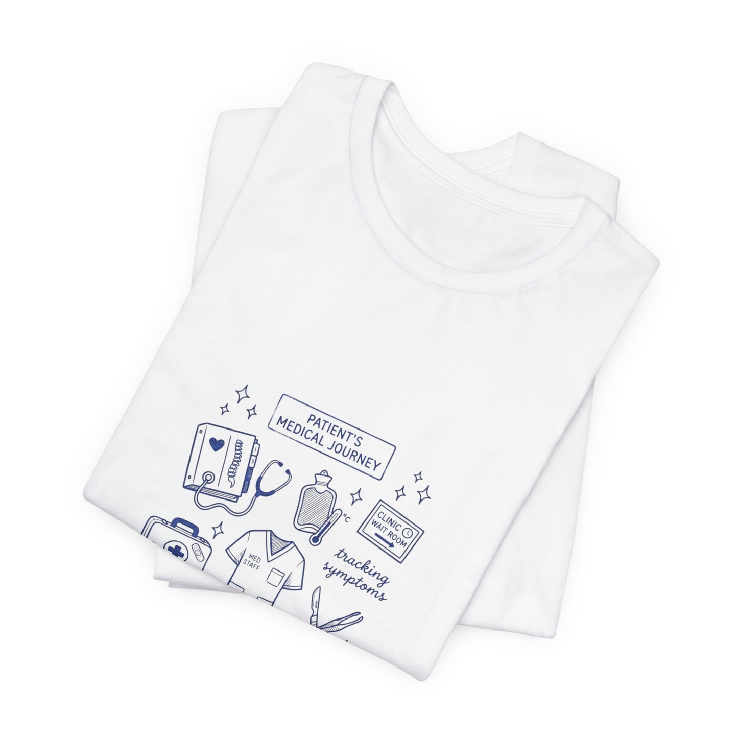 Hockey Romance Doodle Tee | hockey sticks skates hearts, bookish crest T-Shirt