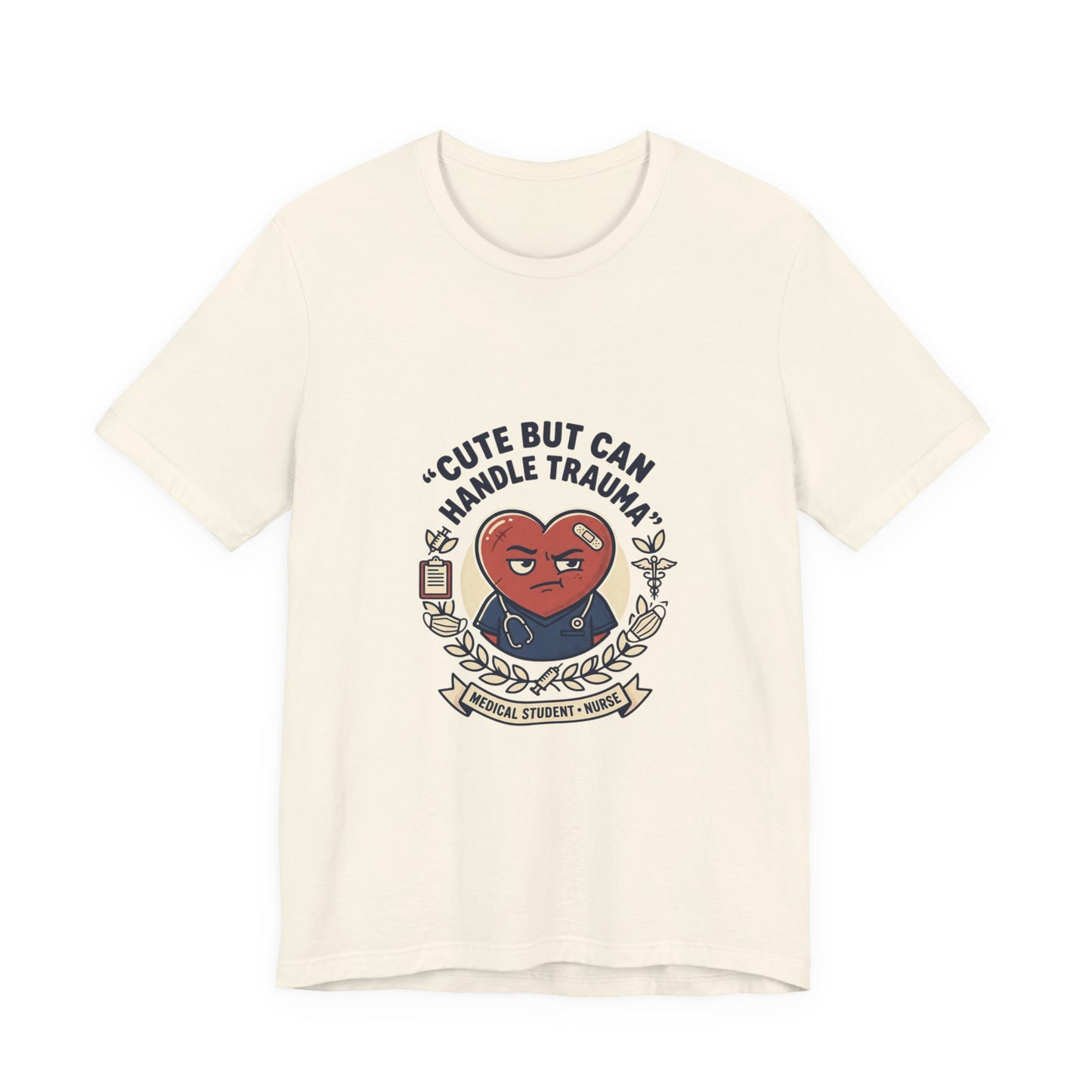 Cute But Can Handle Trauma Tee | minimal meme, deadpan black-on-white