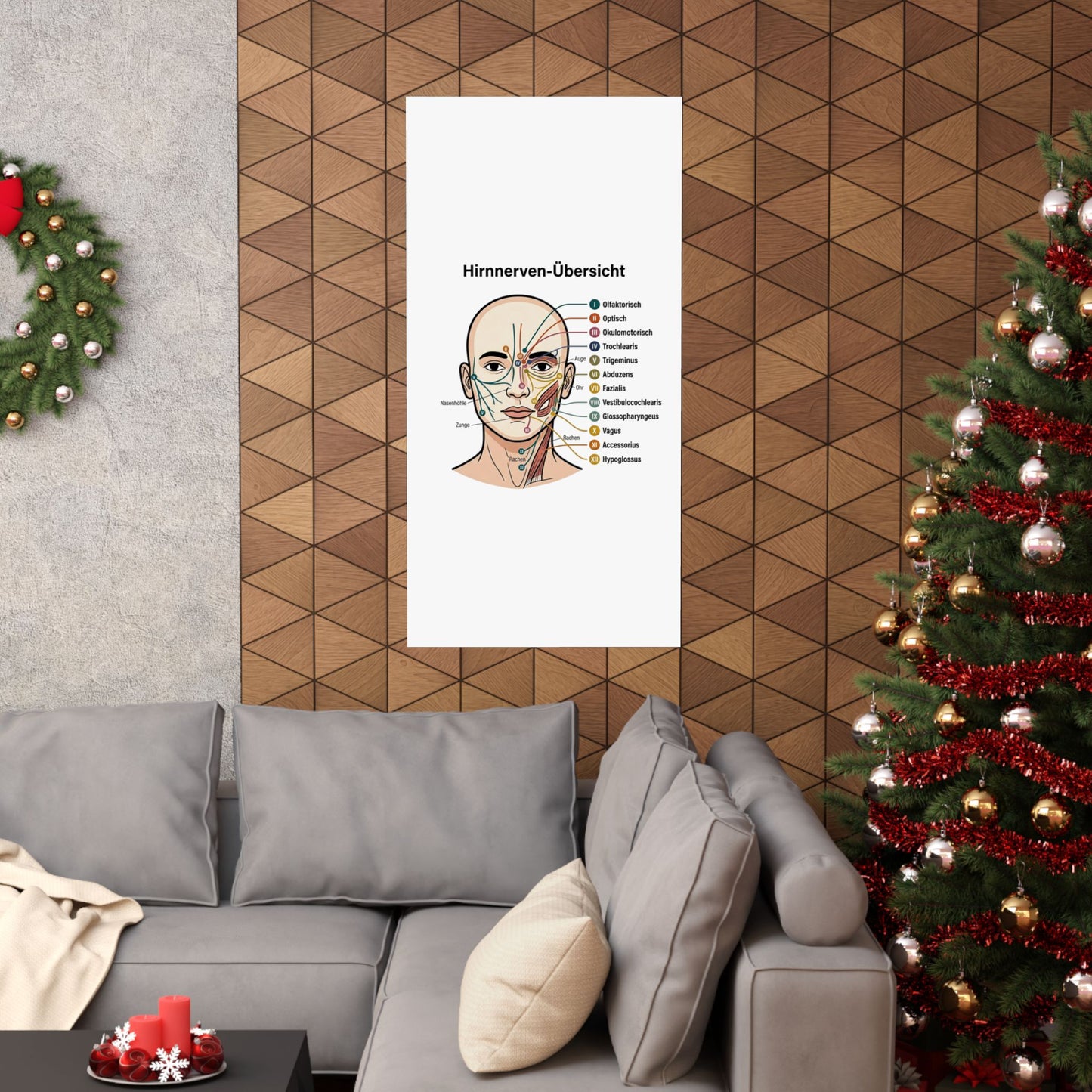 Anatomy Poster — Hirnnerven-Übersicht Matte Vertical Poster