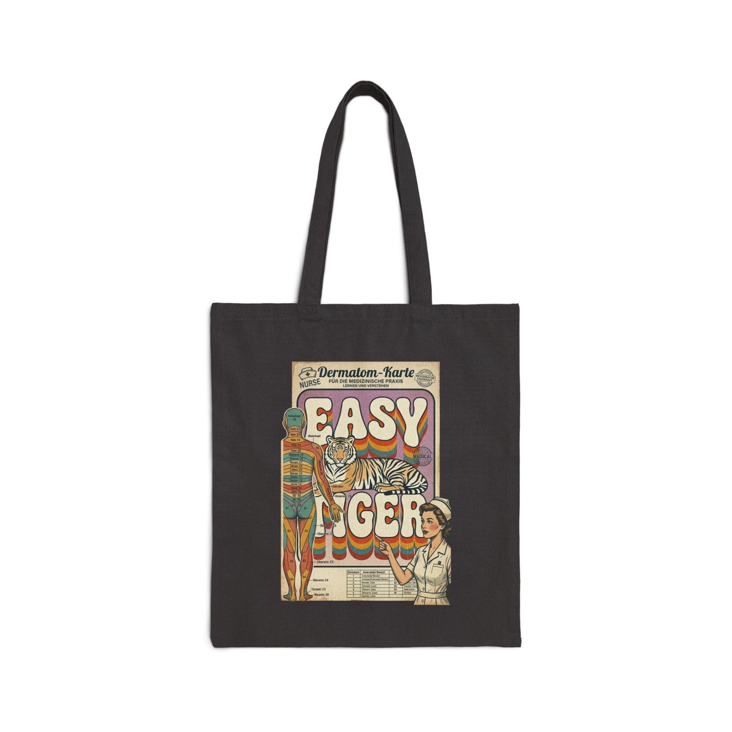 Easy Tiger retro surf tiger tote | vintage vacation canvas tote