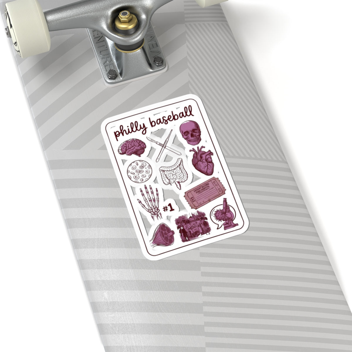 Philly Baseball Skull & Heart Sticker | Kiss-Cut Stickers, City Pride