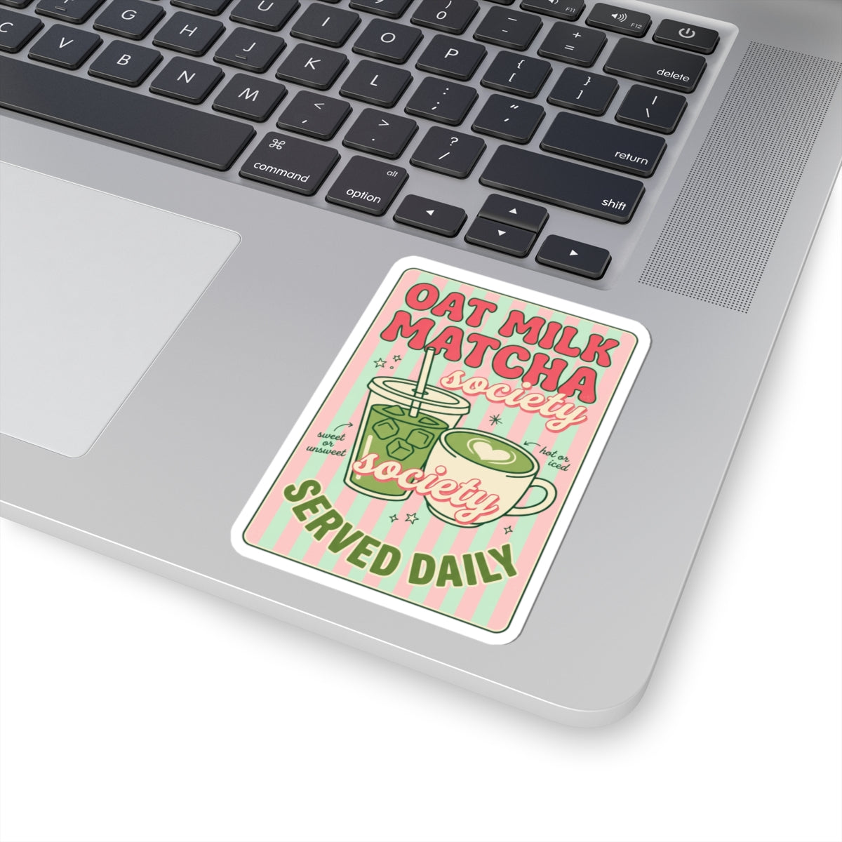 Matcha Society Sticker | Cute Café Aesthetic, Green Pink Latte Art