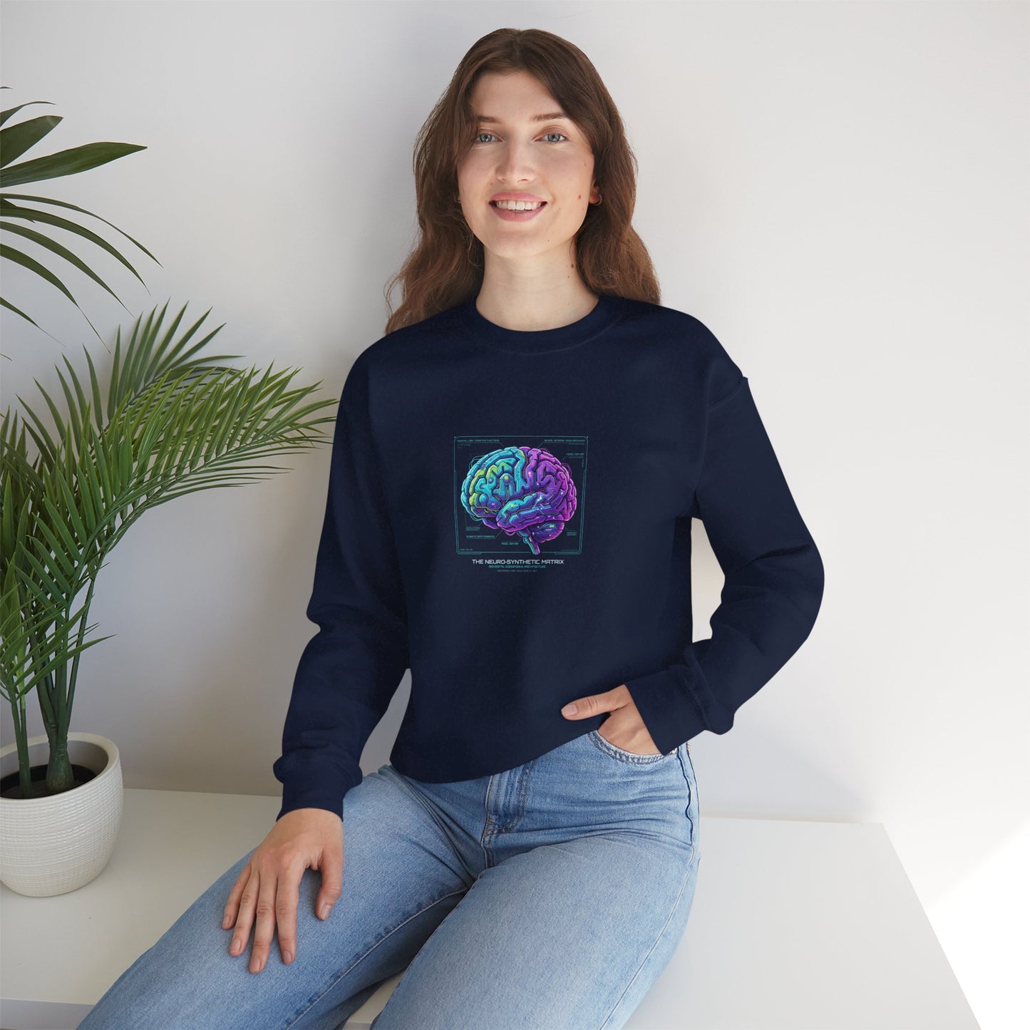 Neon Circuit Brain Sweatshirt — Futuristic Sci‑Fi Poster Design for Science Enthusiasts