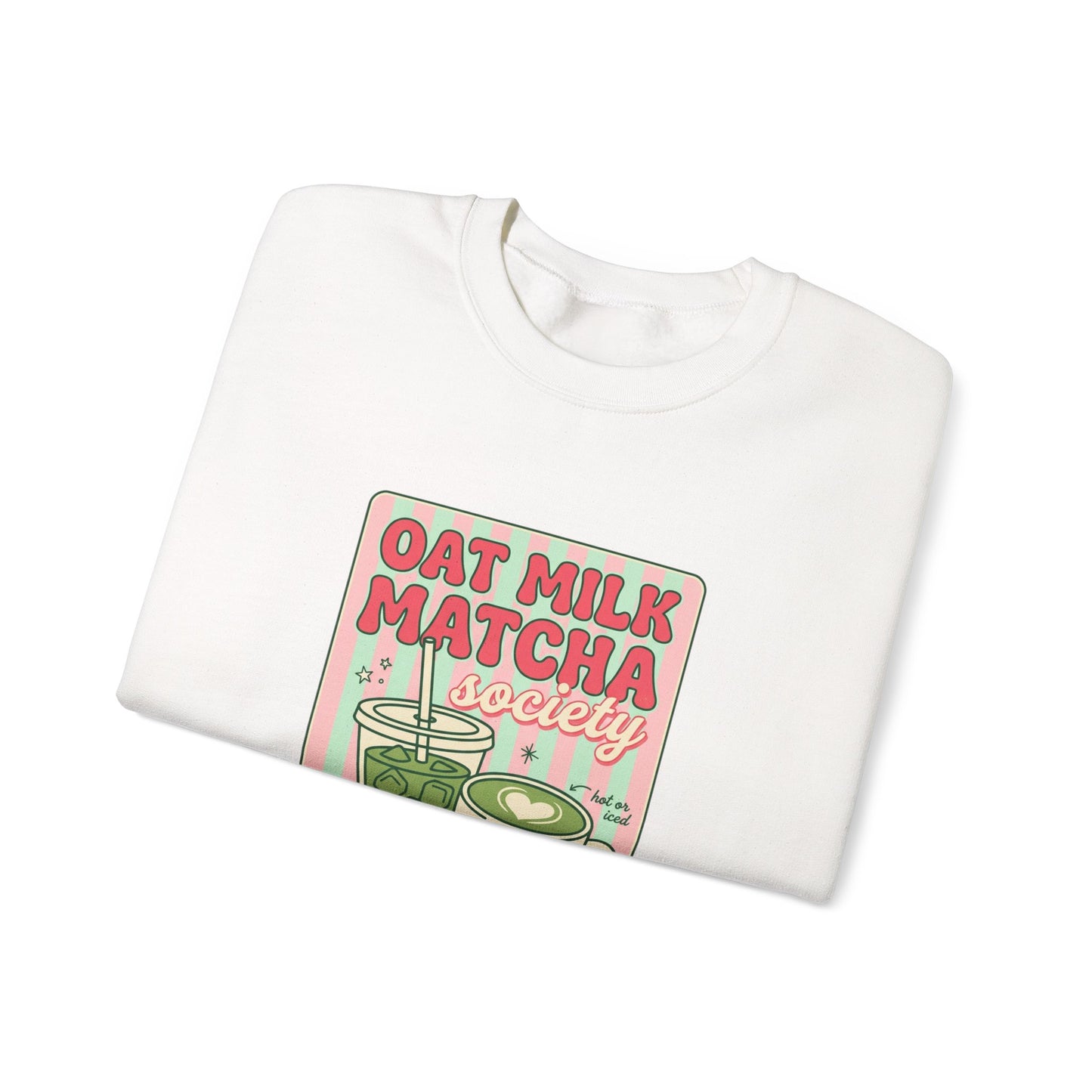 Oat Milk Matcha Society Crewneck Sweatshirt | Matcha Girl Cafe Aesthetic