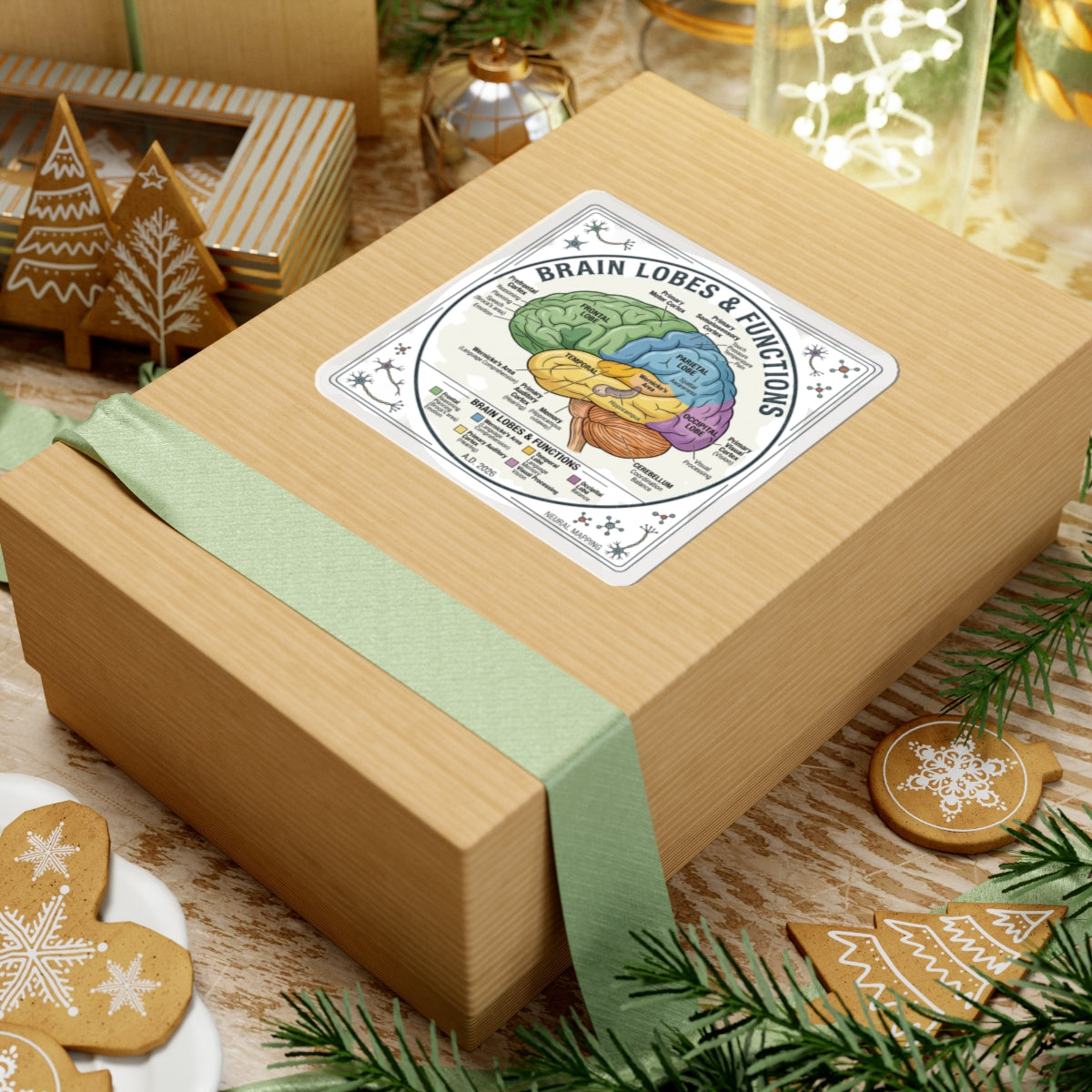 Brain Lobes Diagram Sticker | 250th Anniversary 4th of July Patriotic