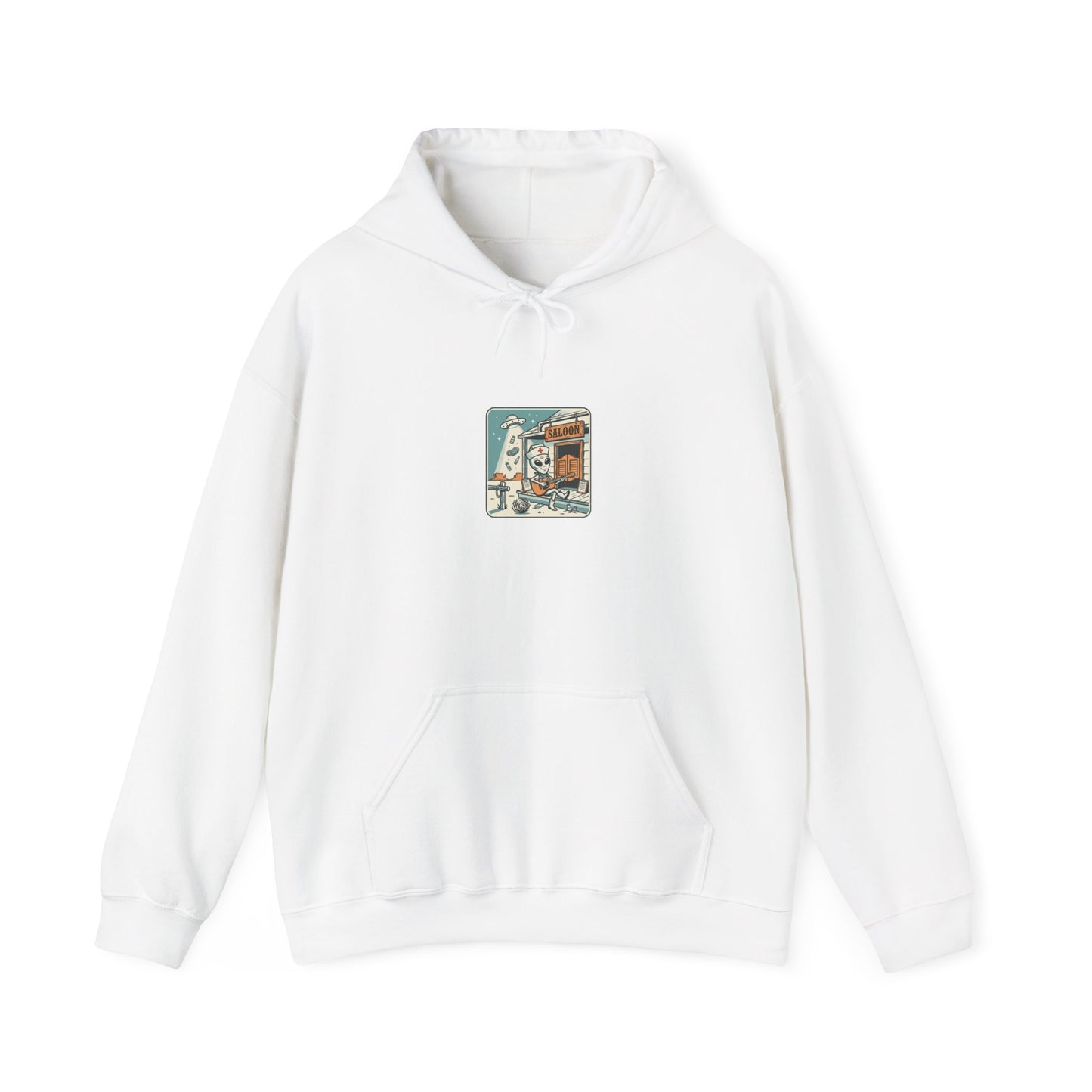 Retro UFO Desert Scene Hoodie | Vintage Alien Abduction Western Graphic
