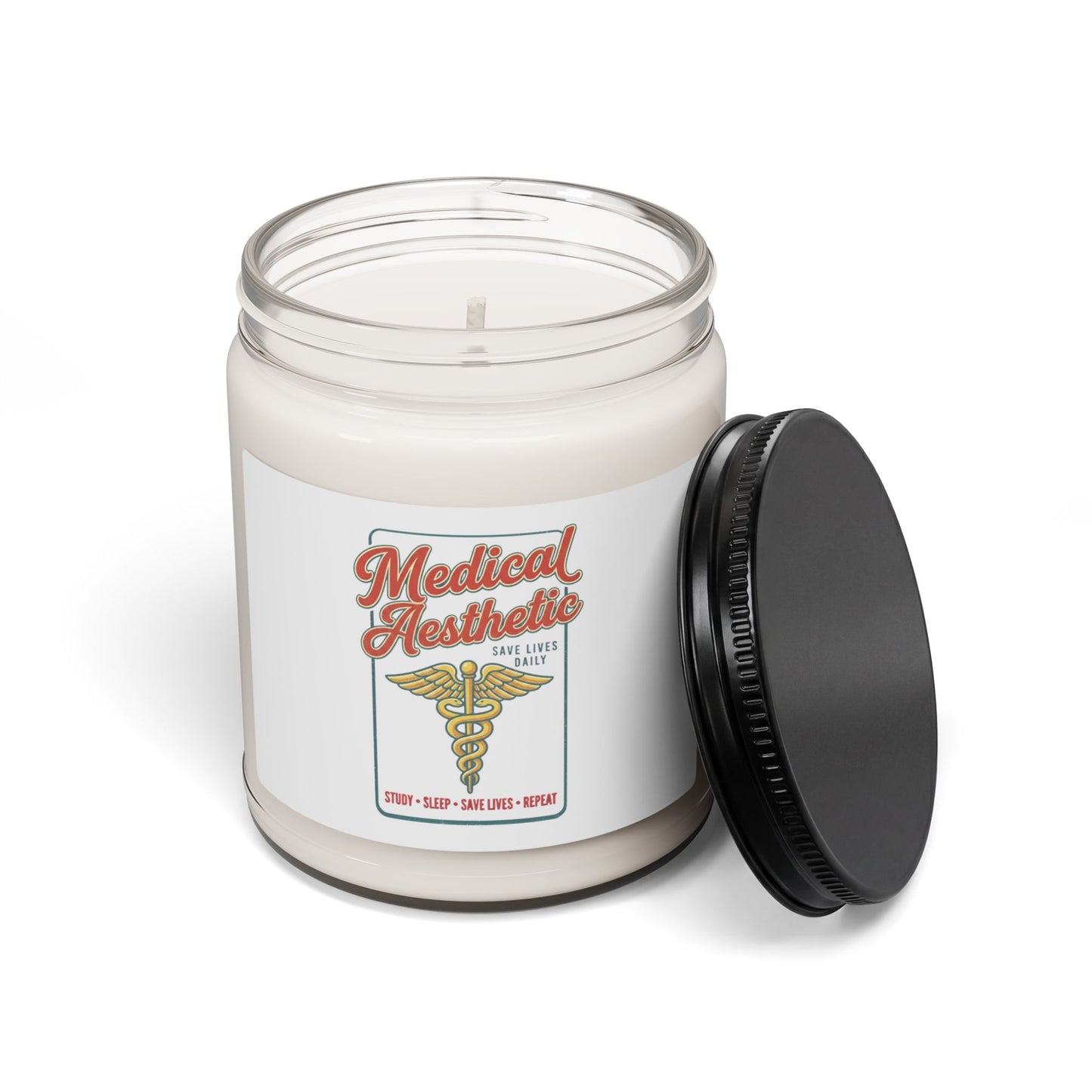 Medical Aesthetic Caduceus Candle, Vintage Diner Typography | Retro Medical Graphic