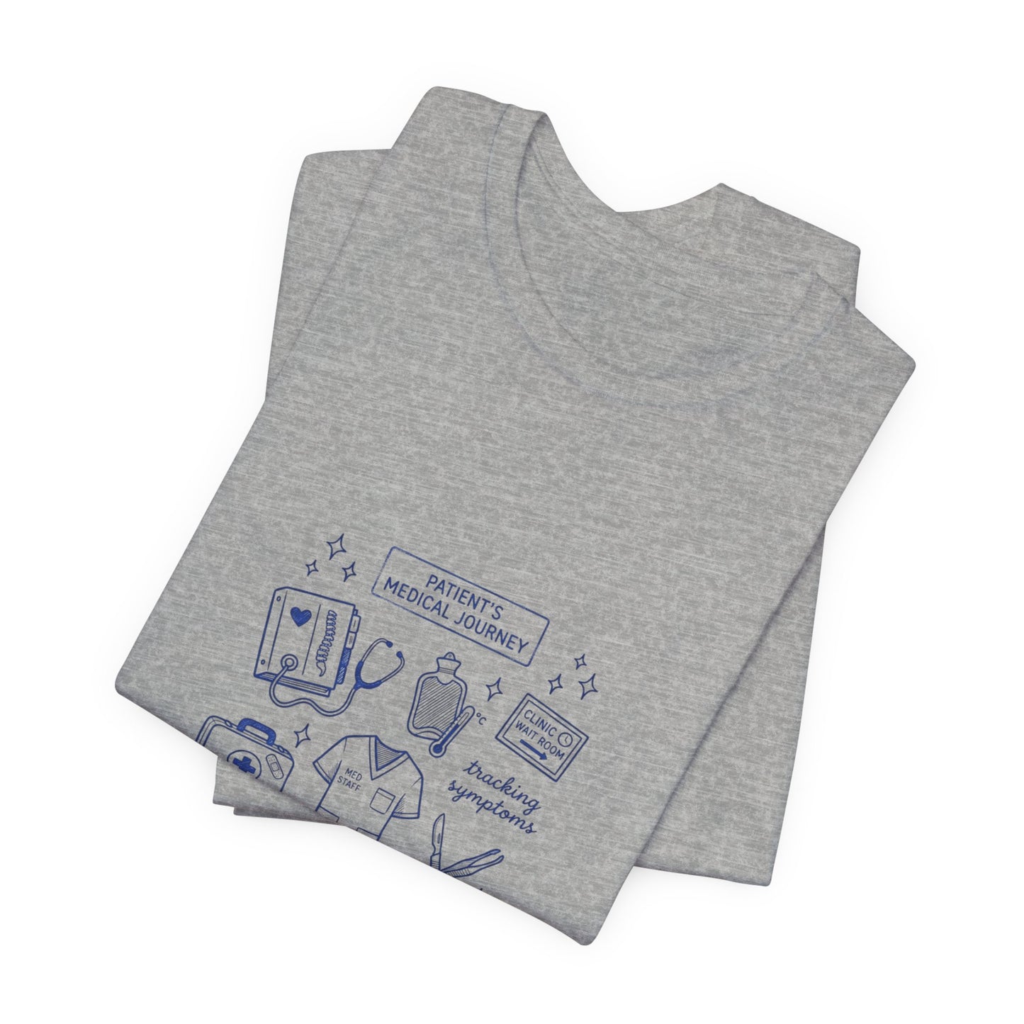 Hockey Romance Doodle Tee | hockey sticks skates hearts, bookish crest T-Shirt