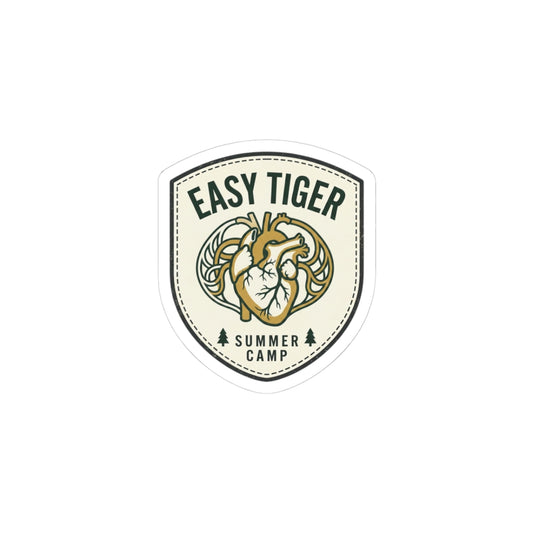 Easy Tiger Retro Badge Sticker | vintage summer camp, playful animal decal
