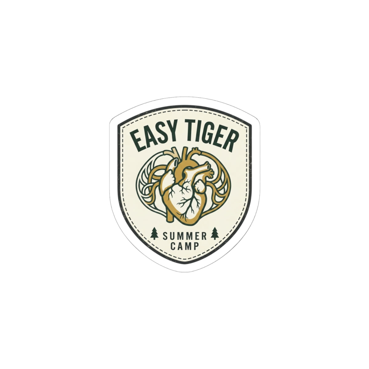 Easy Tiger Retro Badge Sticker | vintage summer camp, playful animal decal