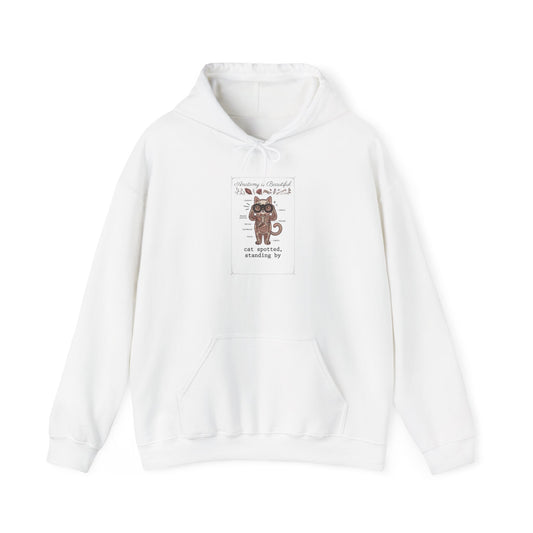 Whimsical Cat Mugshot Hoodie | Cat-Centric Novelty, Doodle Illustration