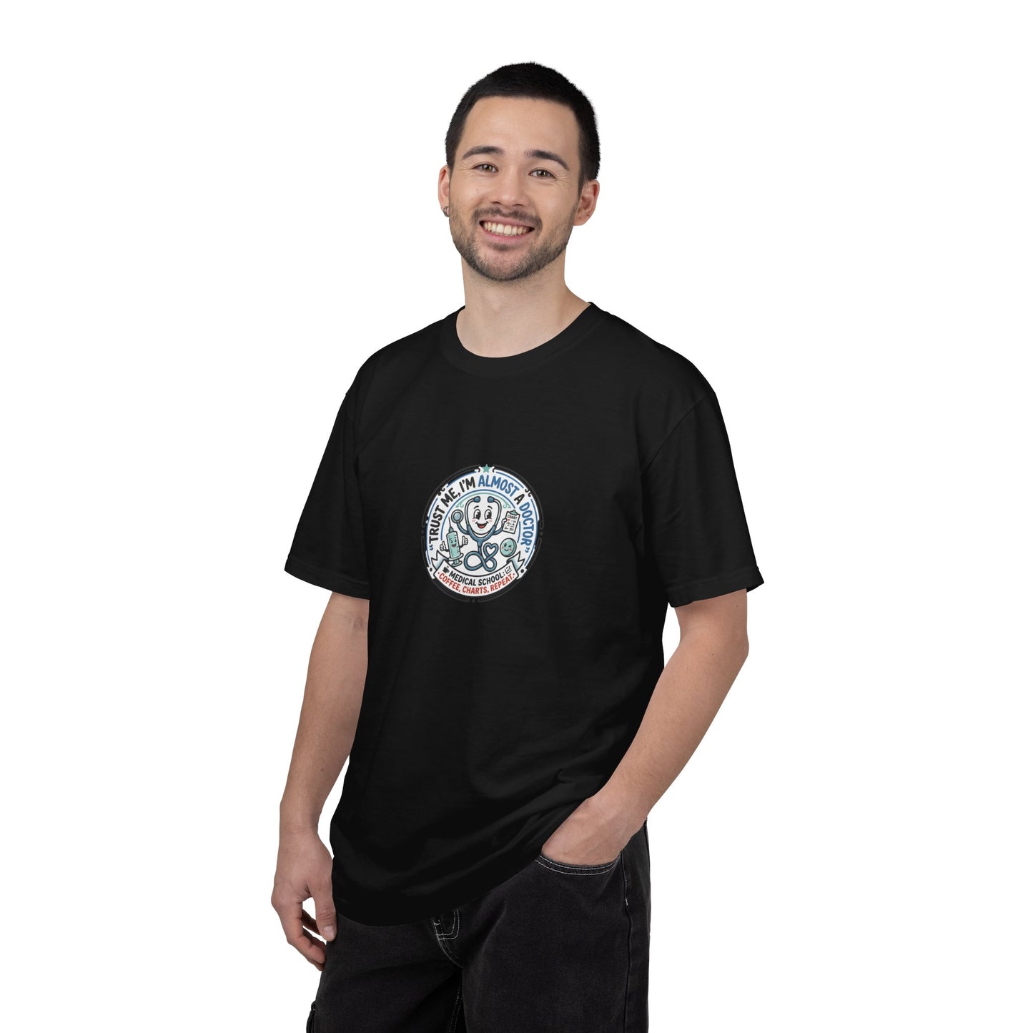 Retro Smiley Surf Badge T-Shirt - 'Sorry I'm Almost There' Graphic