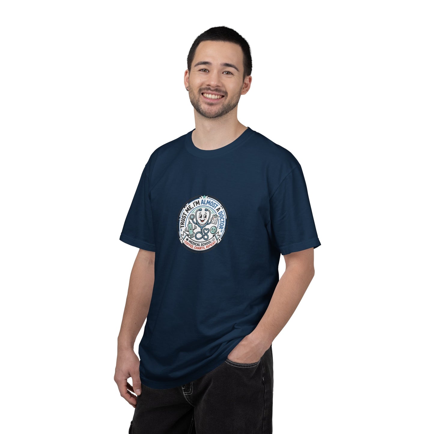 Retro Smiley Surf Badge T-Shirt - 'Sorry I'm Almost There' Graphic