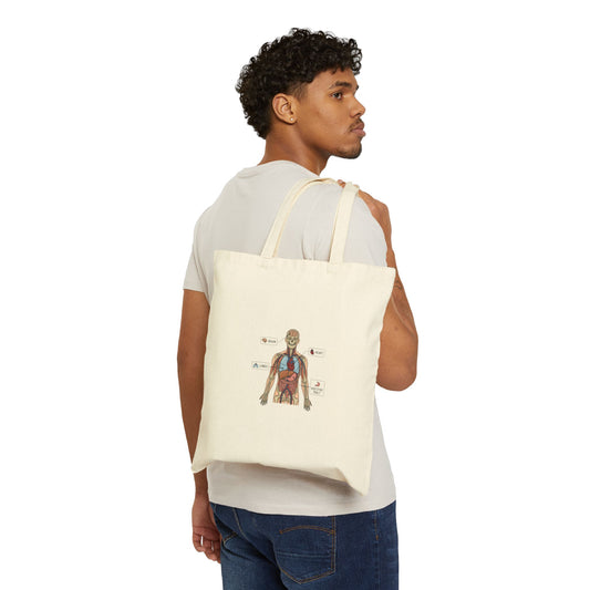 Anatomy Diagram Cotton Canvas Tote Bag — Human Anatomy Study Aid for Medical Students