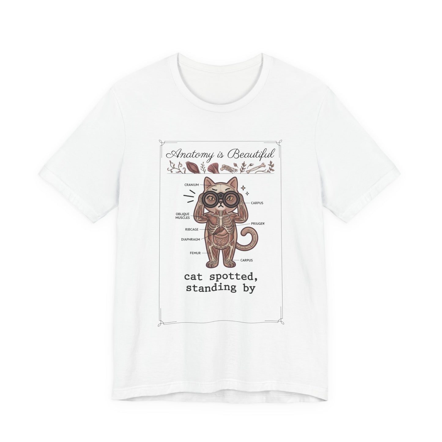 Anatomy Is Beautiful Cat Diagram Tee | Cat-Centric Novelty, Doodle Illustration