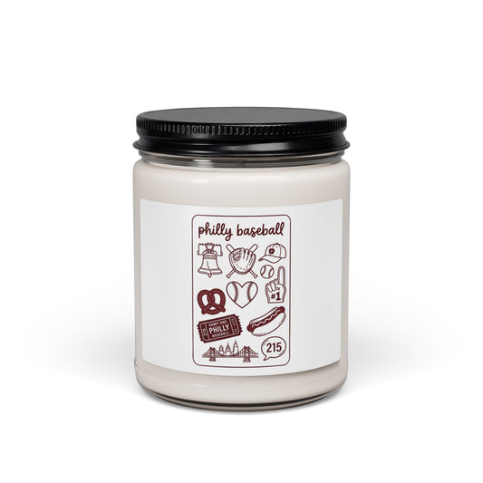 Philly Baseball Icons Candle, Soy Jar 9oz | City Pride, 215