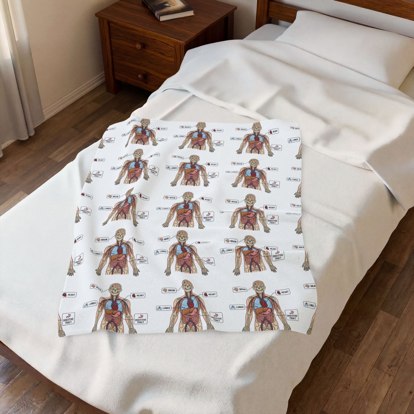 Anatomy Study Velveteen Plush Blanket — Human Anatomy Diagram for Medical Students
