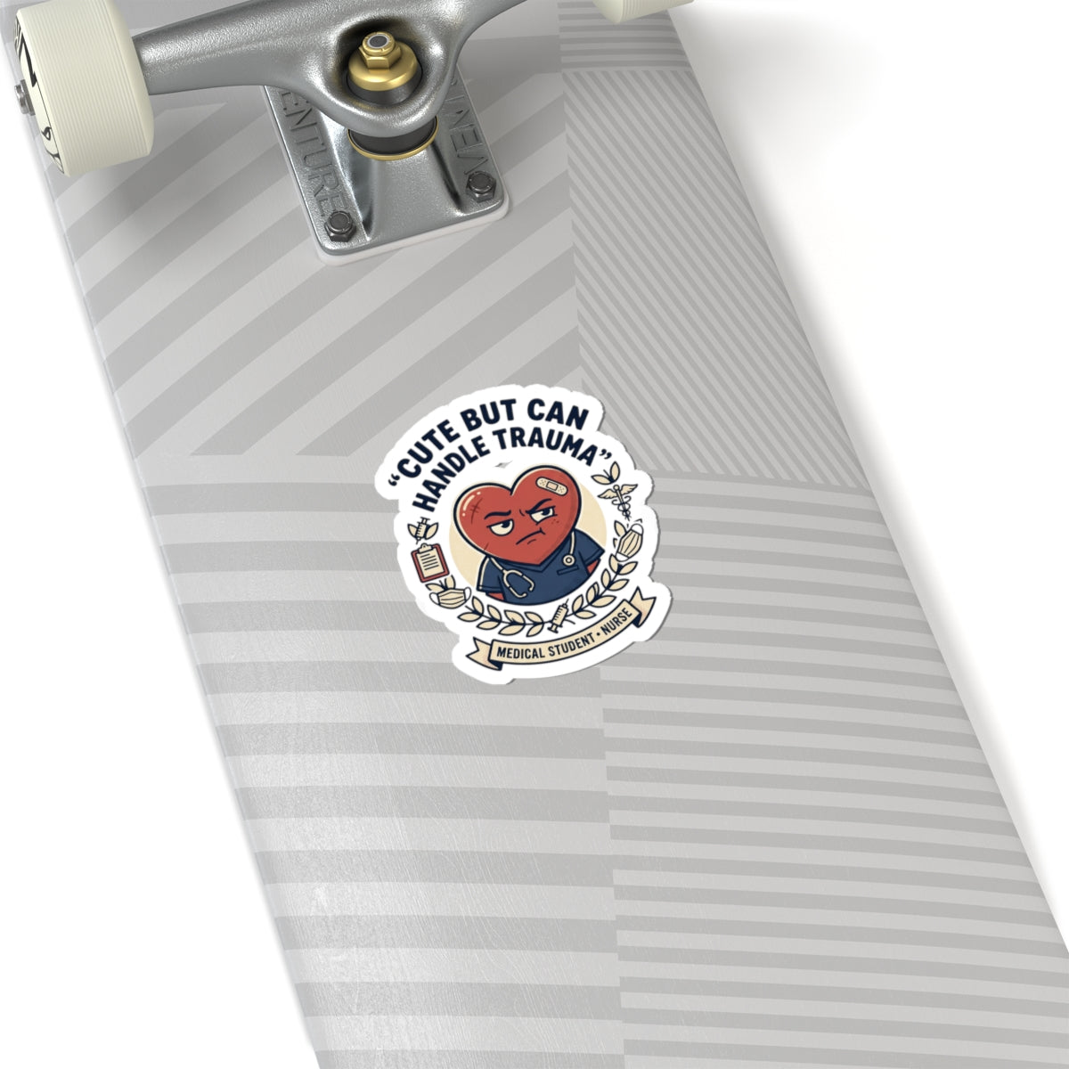 Cute But Can Handle Trauma Sticker | minimal badge, heart character, nurse medical student