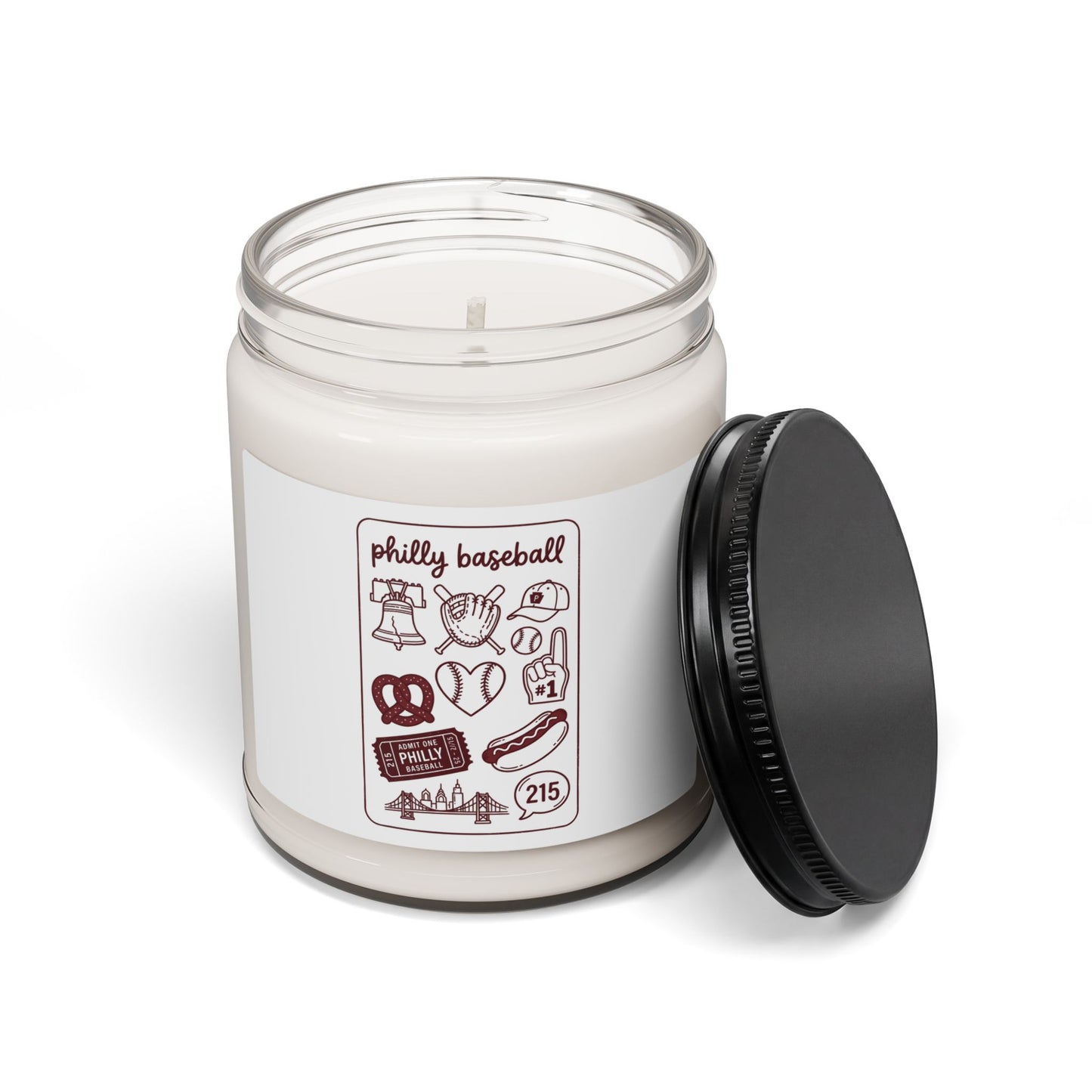 Philly Baseball Icons Candle, Soy Jar 9oz | City Pride, 215