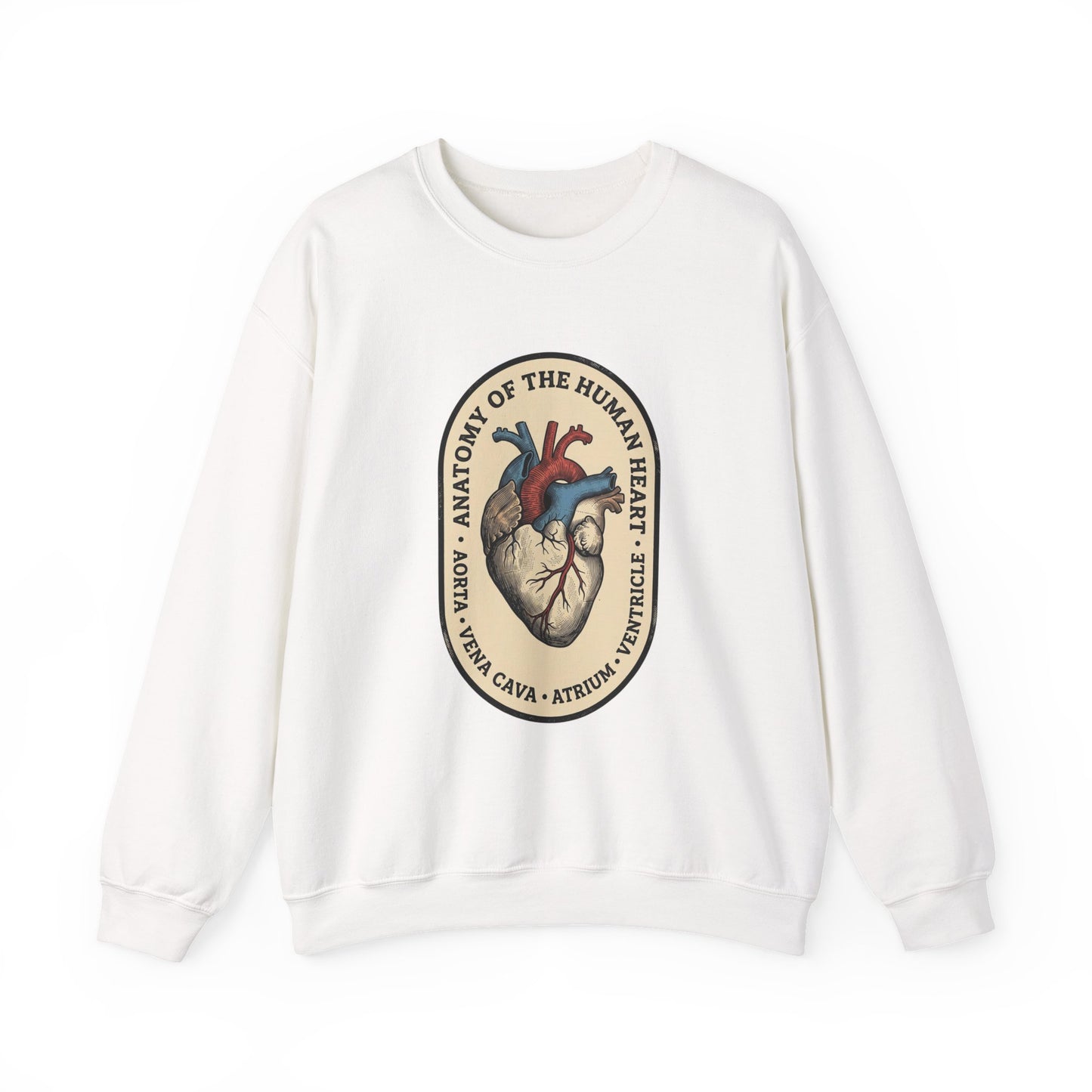 Vintage Anatomical Heart Crewneck, Retro Botanical Medical Illustration | Easy Tiger