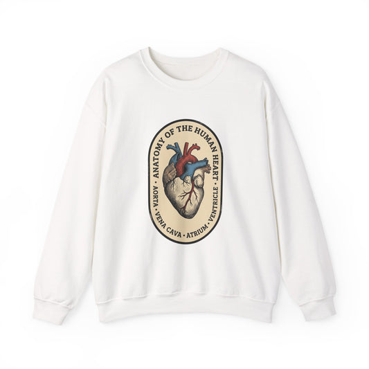Vintage Anatomical Heart Crewneck, Retro Botanical Medical Illustration | Easy Tiger