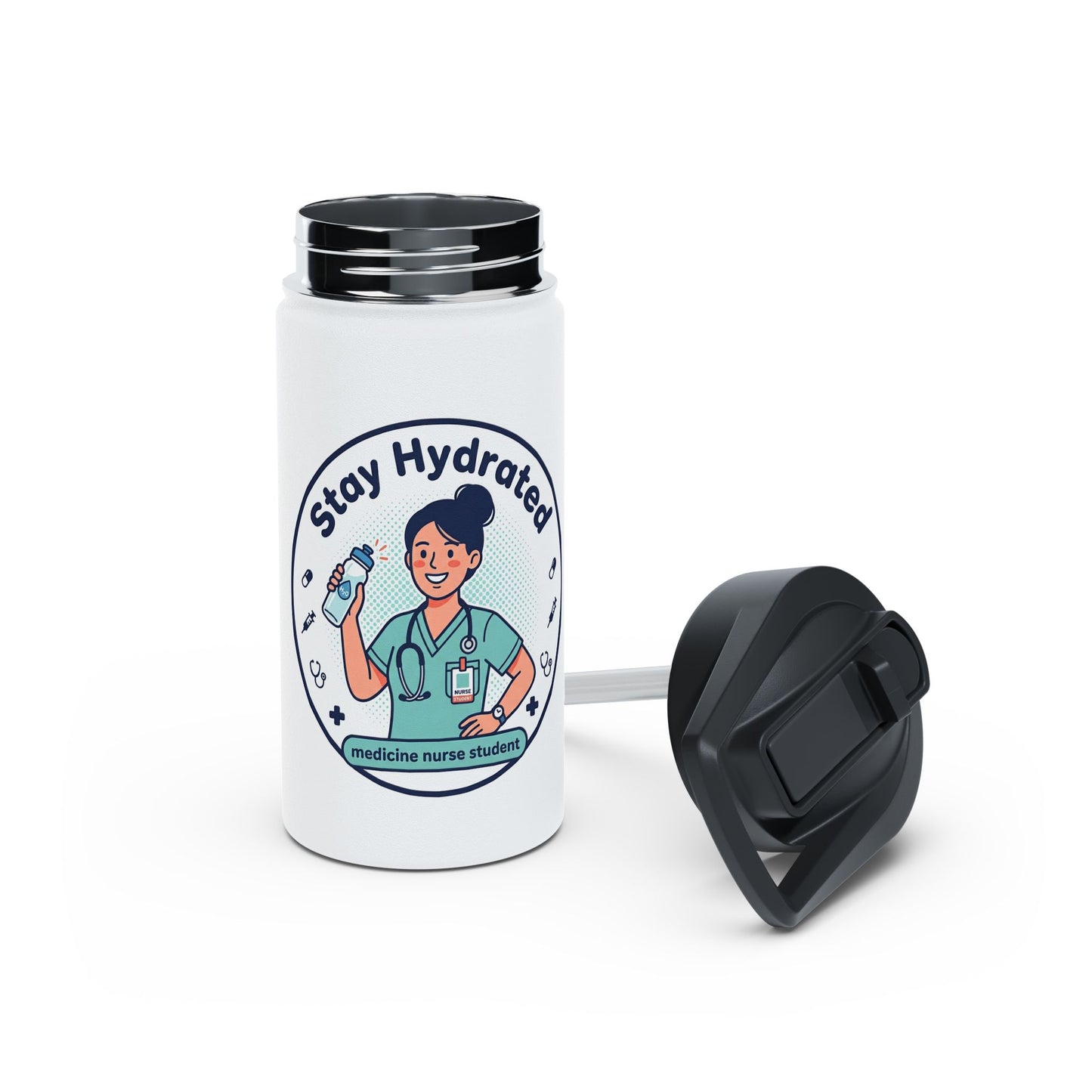 Stay Hydrated Nurse Stainless Steel Water Bottle — Medical Student & Healthcare Professional Bottle