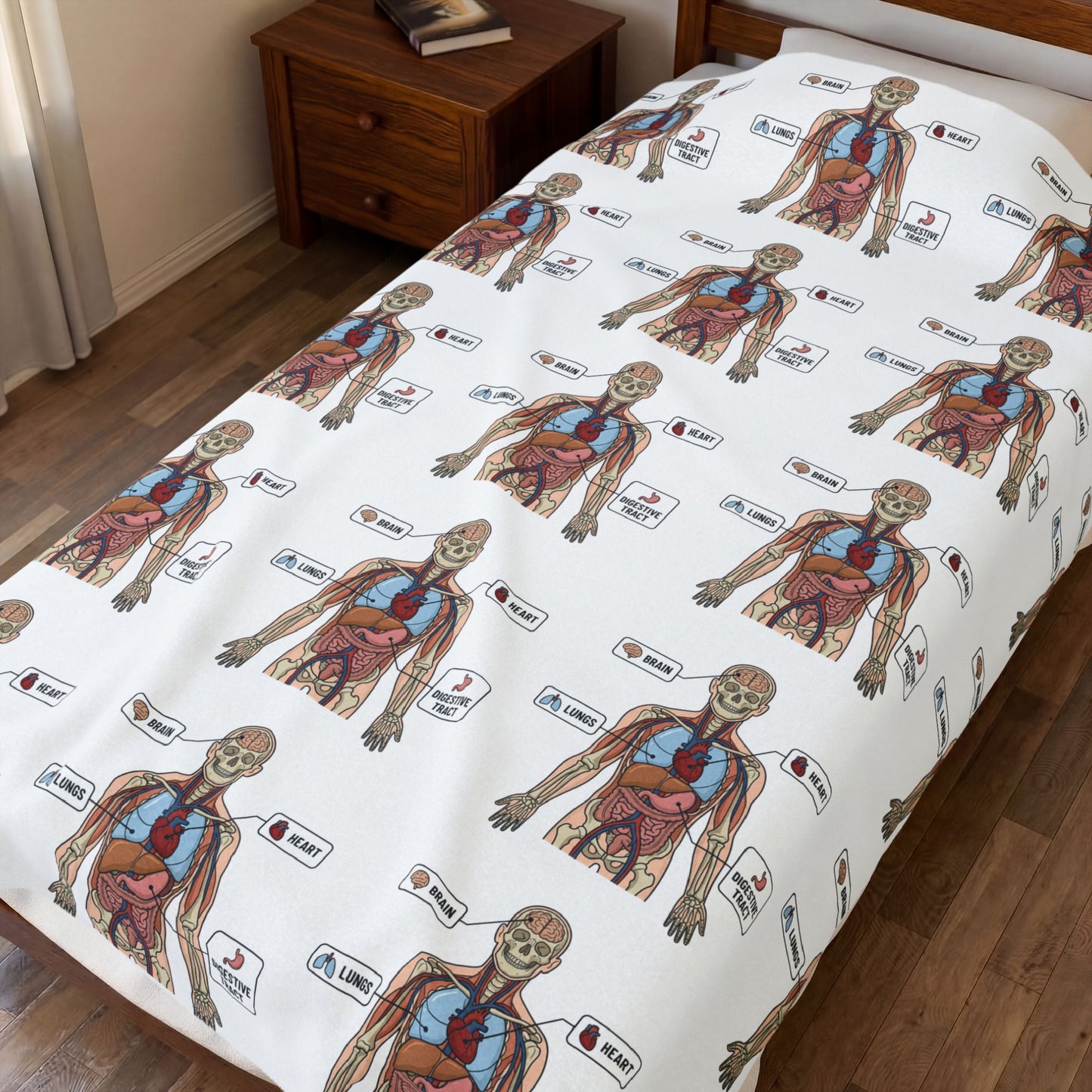 Anatomy Study Velveteen Plush Blanket — Human Anatomy Diagram for Medical Students