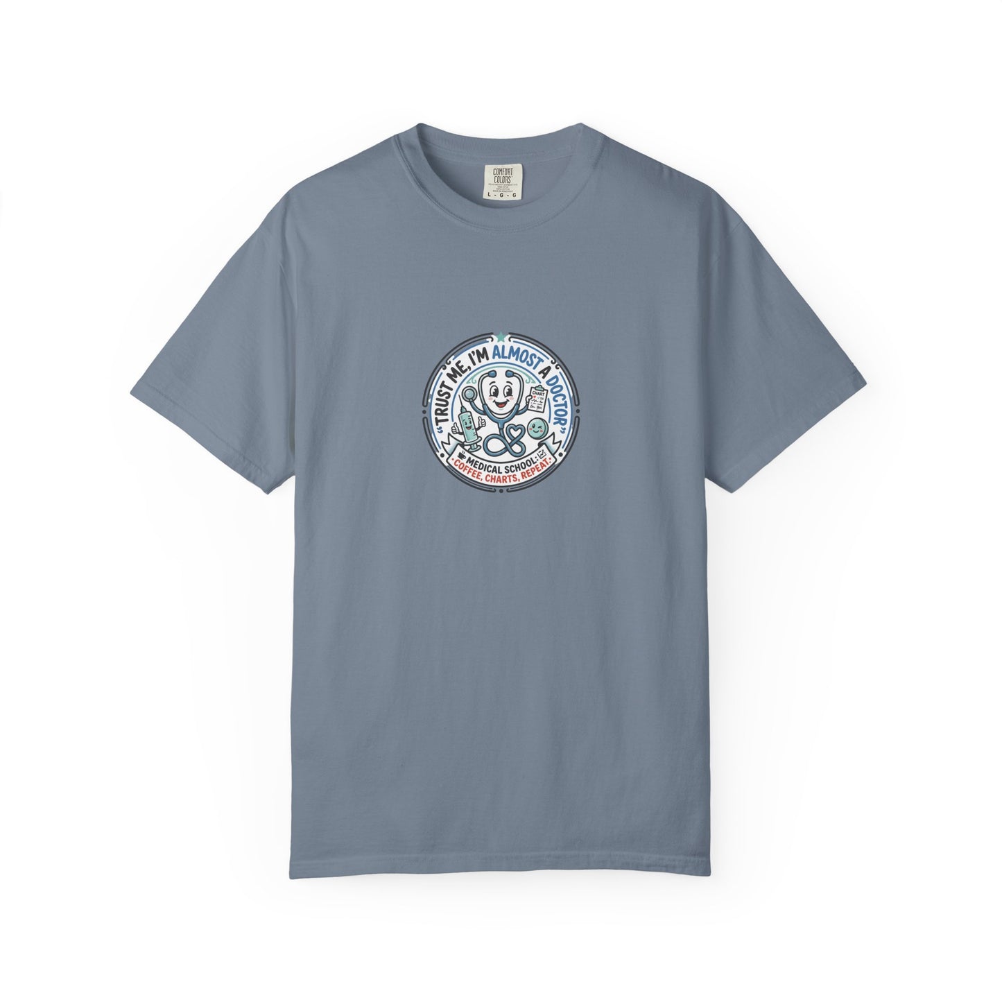 Retro Smiley Surf Badge T-Shirt - 'Sorry I'm Almost There' Graphic