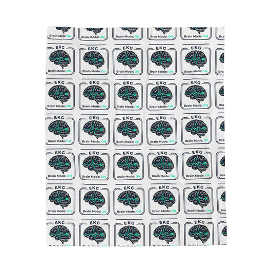 Brain Model EKG Pattern Velveteen Plush Blanket — Medical Nerd Cozy Throw