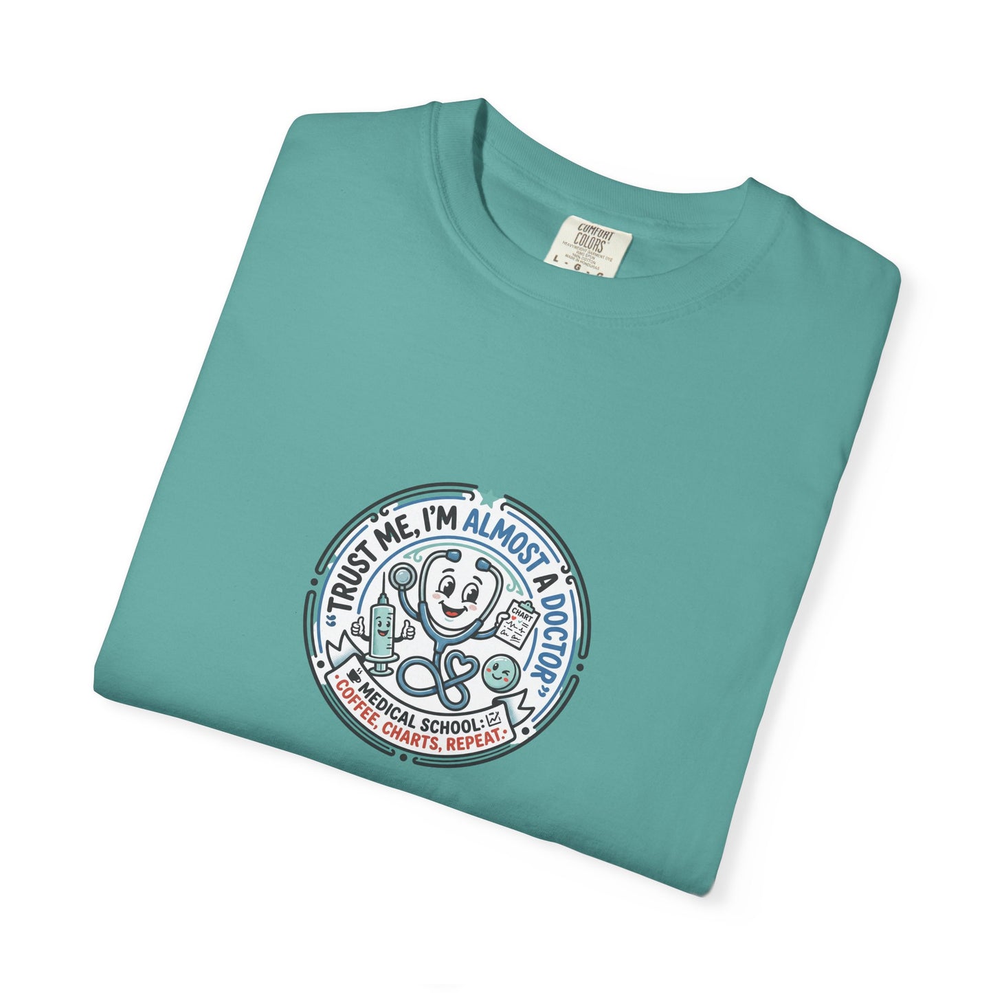 Retro Smiley Surf Badge T-Shirt - 'Sorry I'm Almost There' Graphic