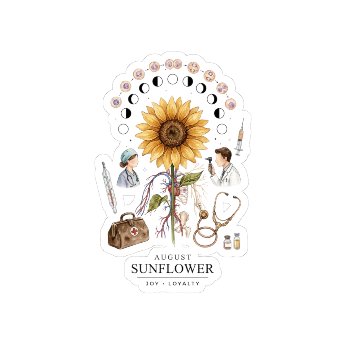 August Sunflower Birth Flower Sticker | Birth Month Floral Sticker