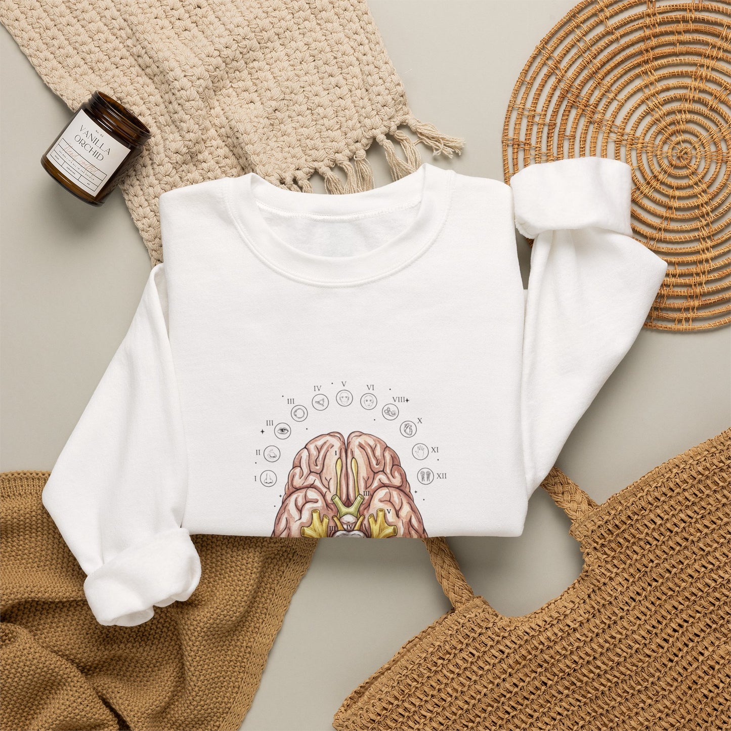 Anatomical Brain Botanical Sweatshirt | Birth Flower, Botanical Anatomy