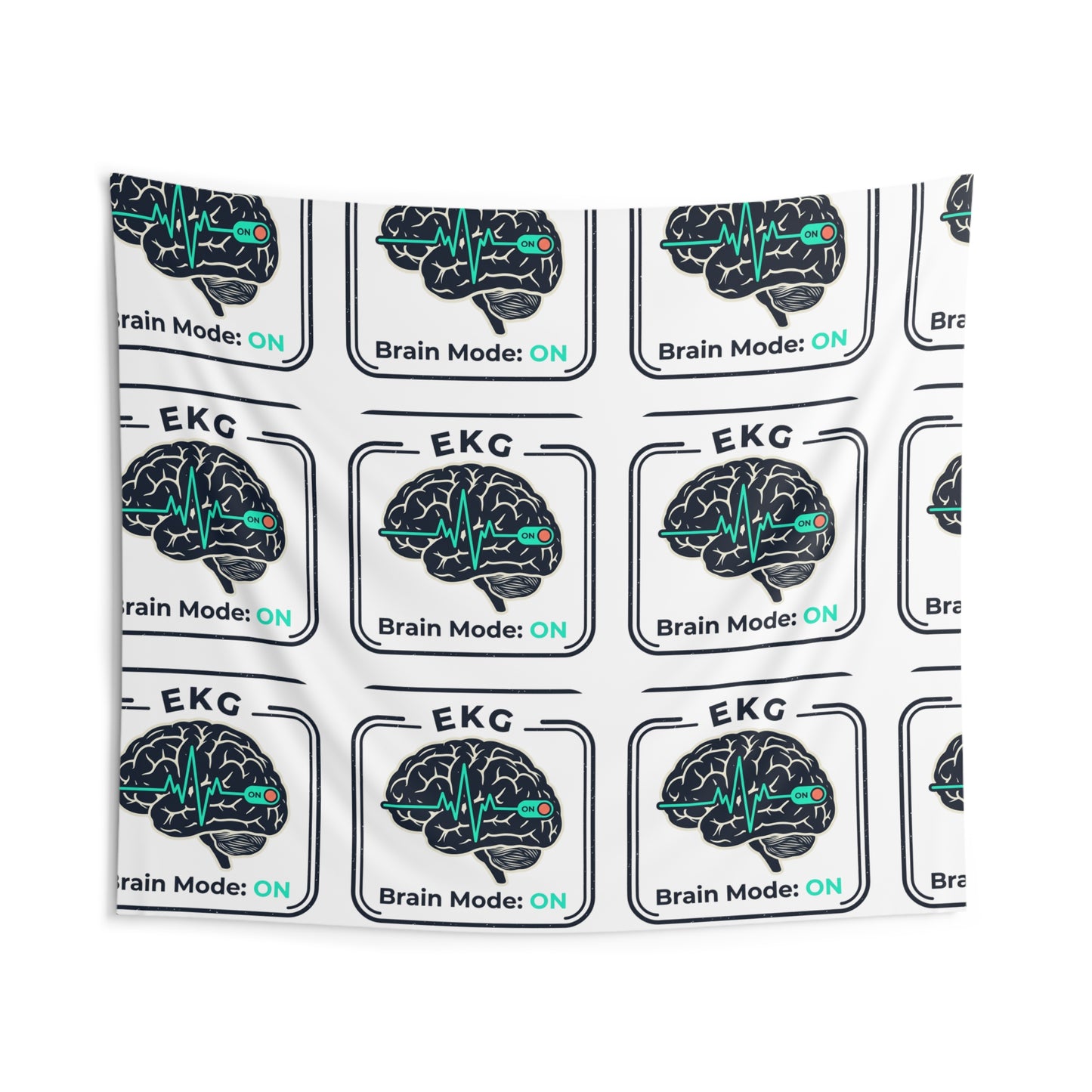 Brain Mode On Tapestry – EKG Brain Pattern Wall Hanging
