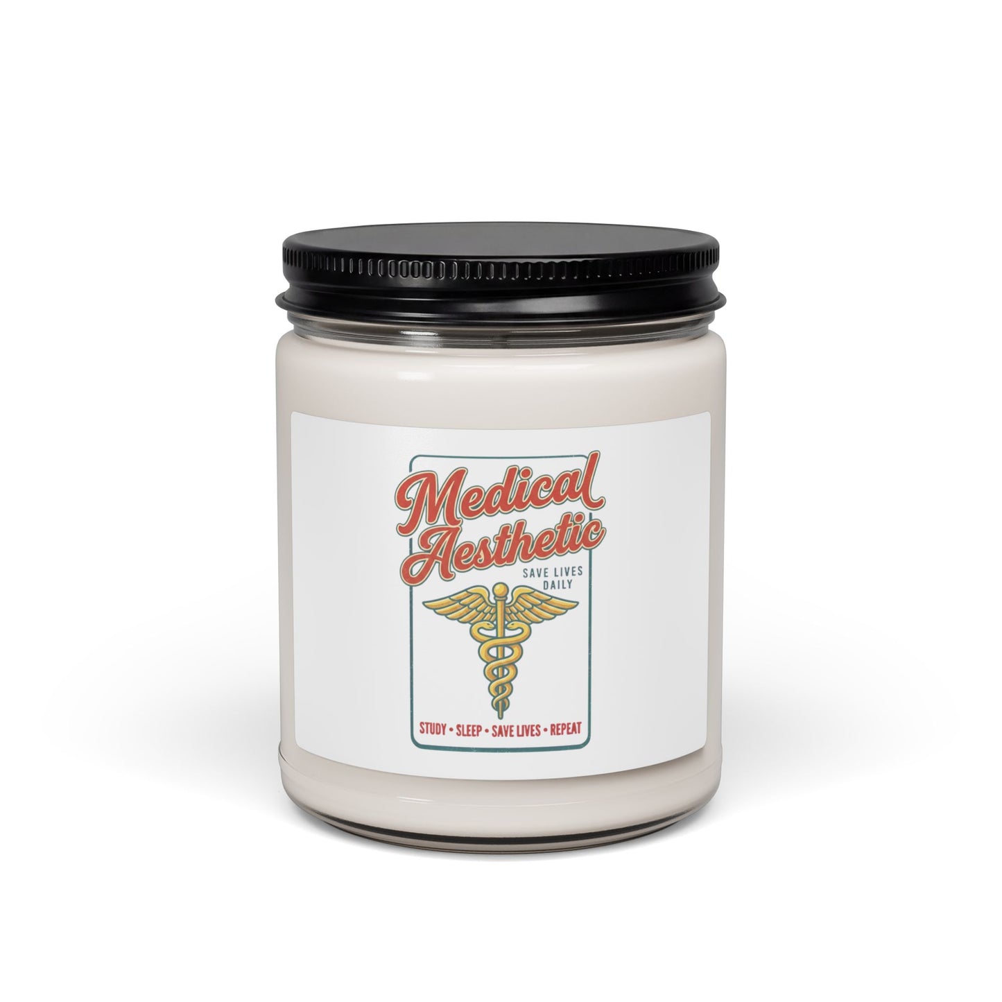 Medical Aesthetic Caduceus Candle, Vintage Diner Typography | Retro Medical Graphic