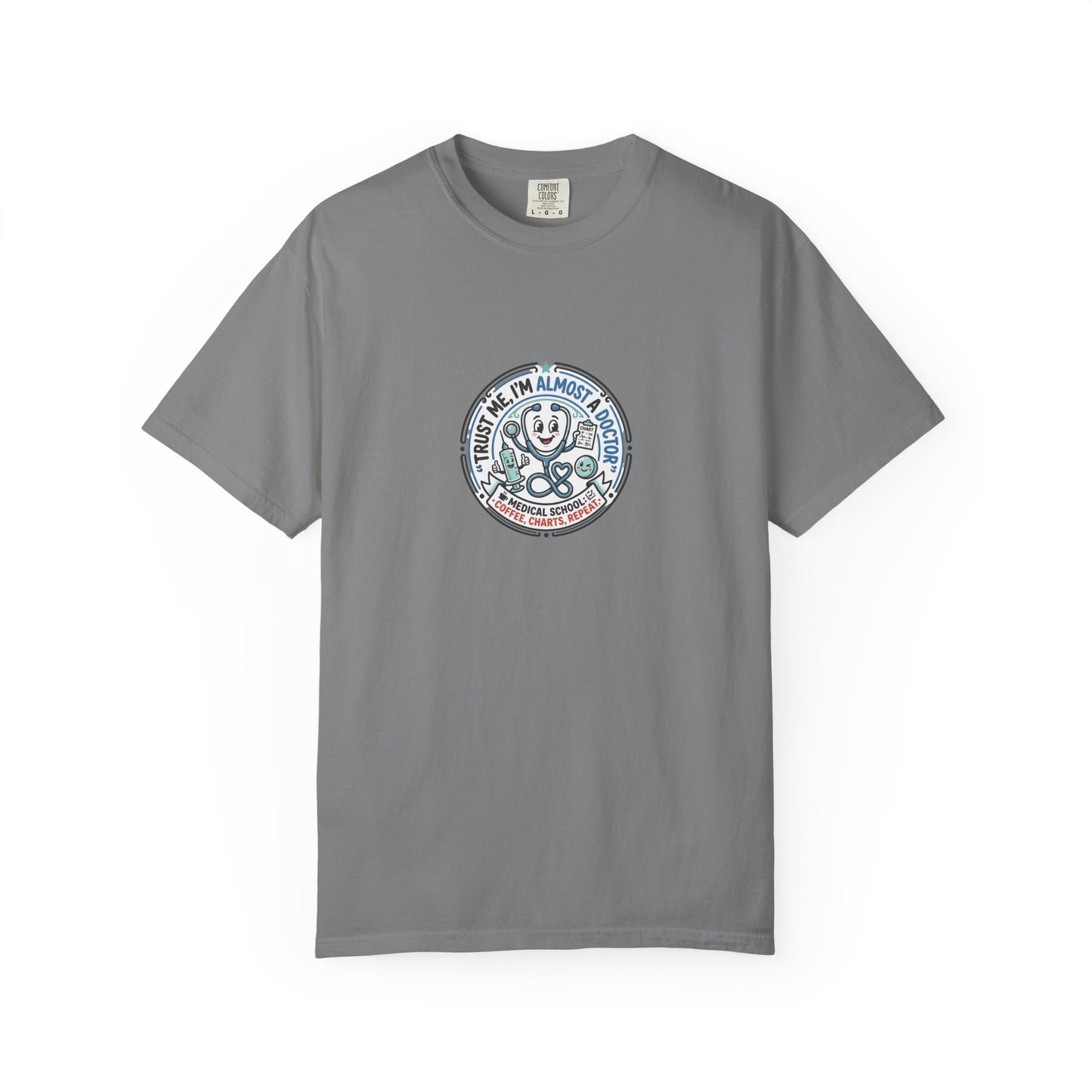 Retro Smiley Surf Badge T-Shirt - 'Sorry I'm Almost There' Graphic
