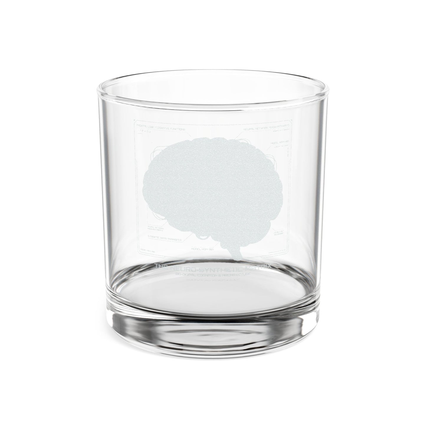 Neon Circuit Brain Whiskey Glass — 10.5oz Engraved Sci‑Fi Whiskey Glass for Science Enthusiasts
