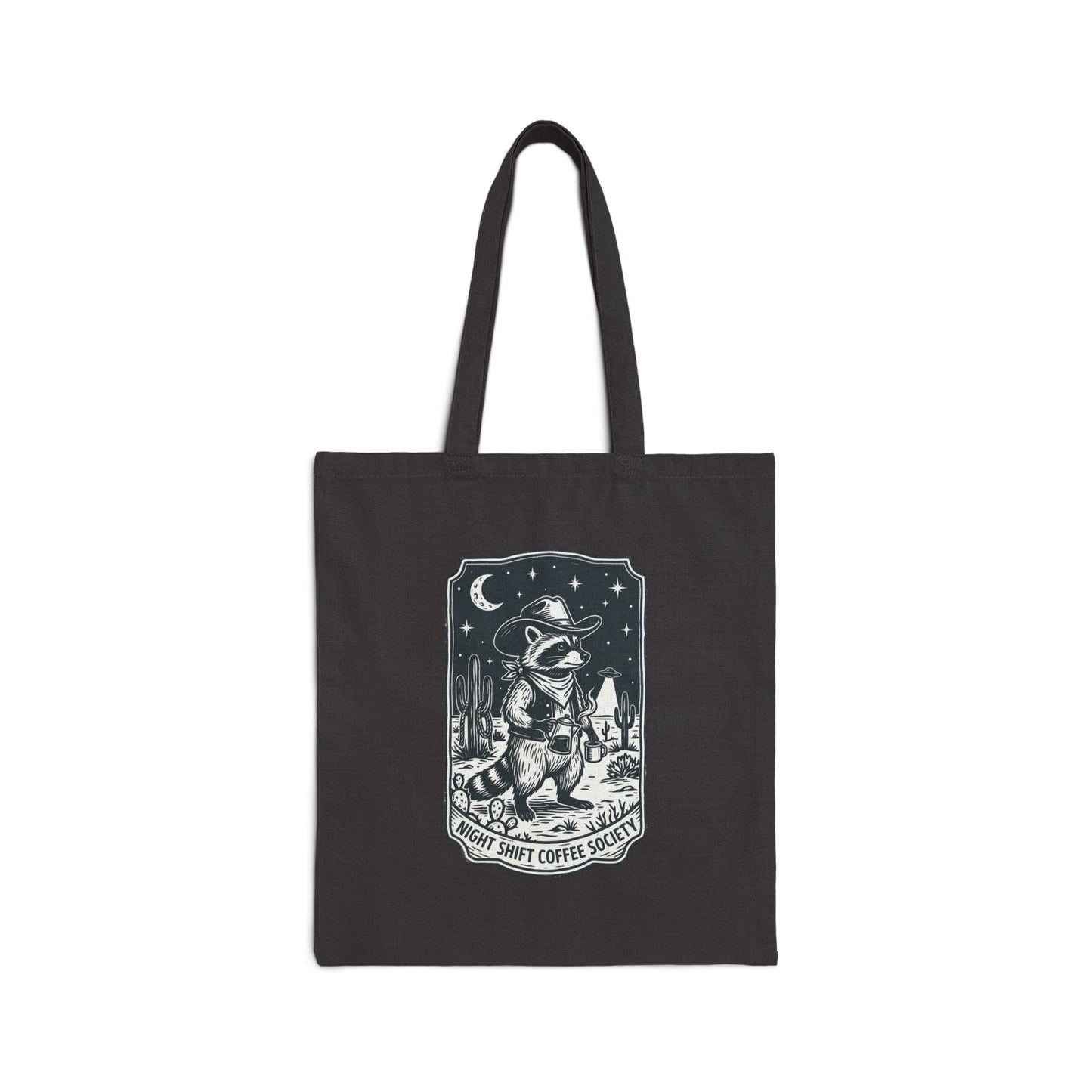 Retro UFO Cowboy Tote, Vintage Desert Alien Graphic | Distressed Western Sci‑Fi
