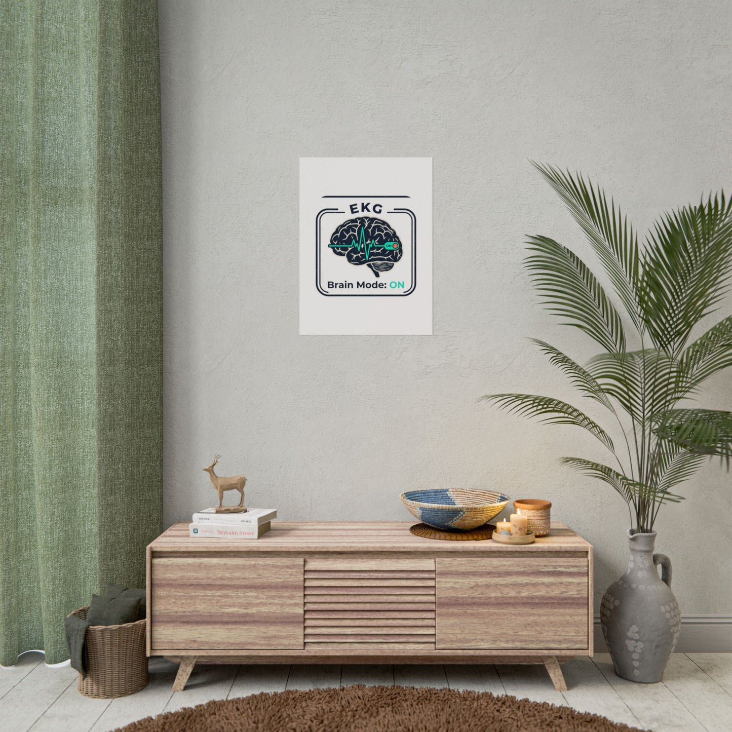 Rolled Poster — "EKG Brain Mode: ON" Graphic Art Print