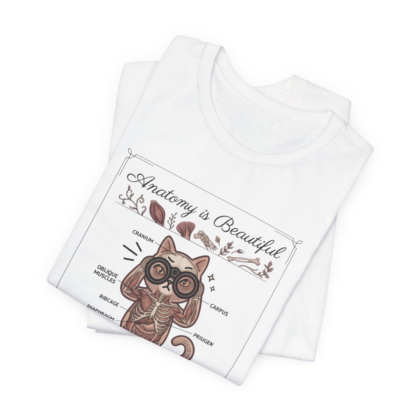 Anatomy Is Beautiful Cat Diagram Tee | Cat-Centric Novelty, Doodle Illustration
